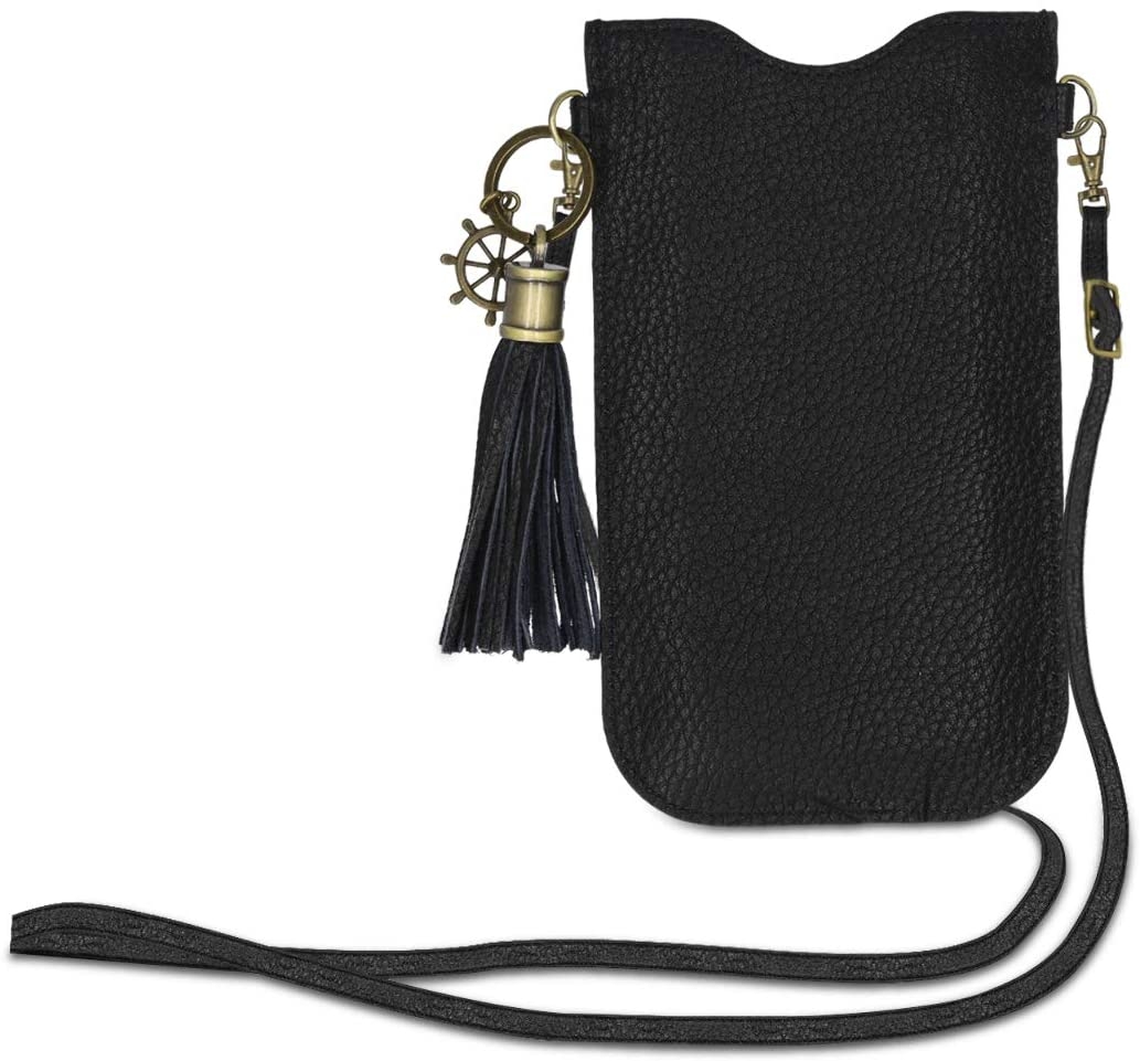 Kalibri Universal Δερμάτινη Θήκη έως 6.1" με Λουράκι Λαιμού - Black