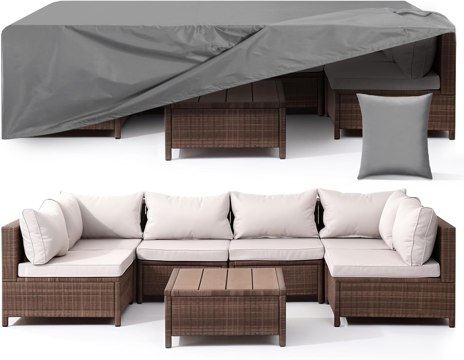Κάλυμμα Επίπλων Κήπου Jemidi Outdoor Furniture Cover Προστατευτικό Επίπλων Εξωτερικού Χώρου 180 x 120 x 71 cm Grey
