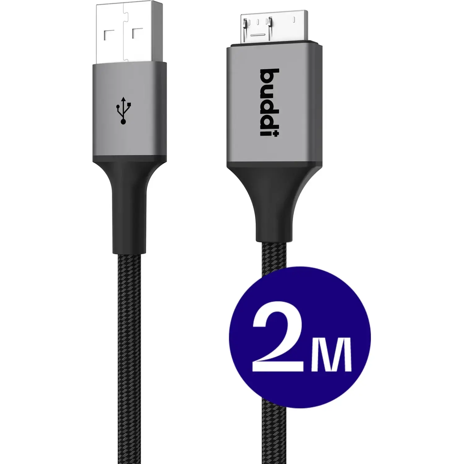 Καλώδιο Buddi Flex Φόρτισης 12W και Μεταφοράς Δεδομένων 5Gbps USB-A σε Micro USB-B 200cm 5 Έτη Εγγύηση Black