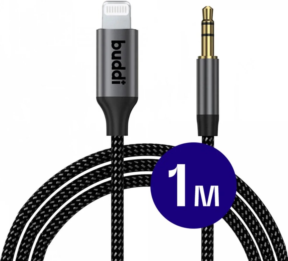 Καλώδιο Ήχου Buddi Ease Lightning (Male) σε AUX Jack 3.5mm (Male) με DAC Τσιπ 100cm 5 Έτη Εγγύηση Black