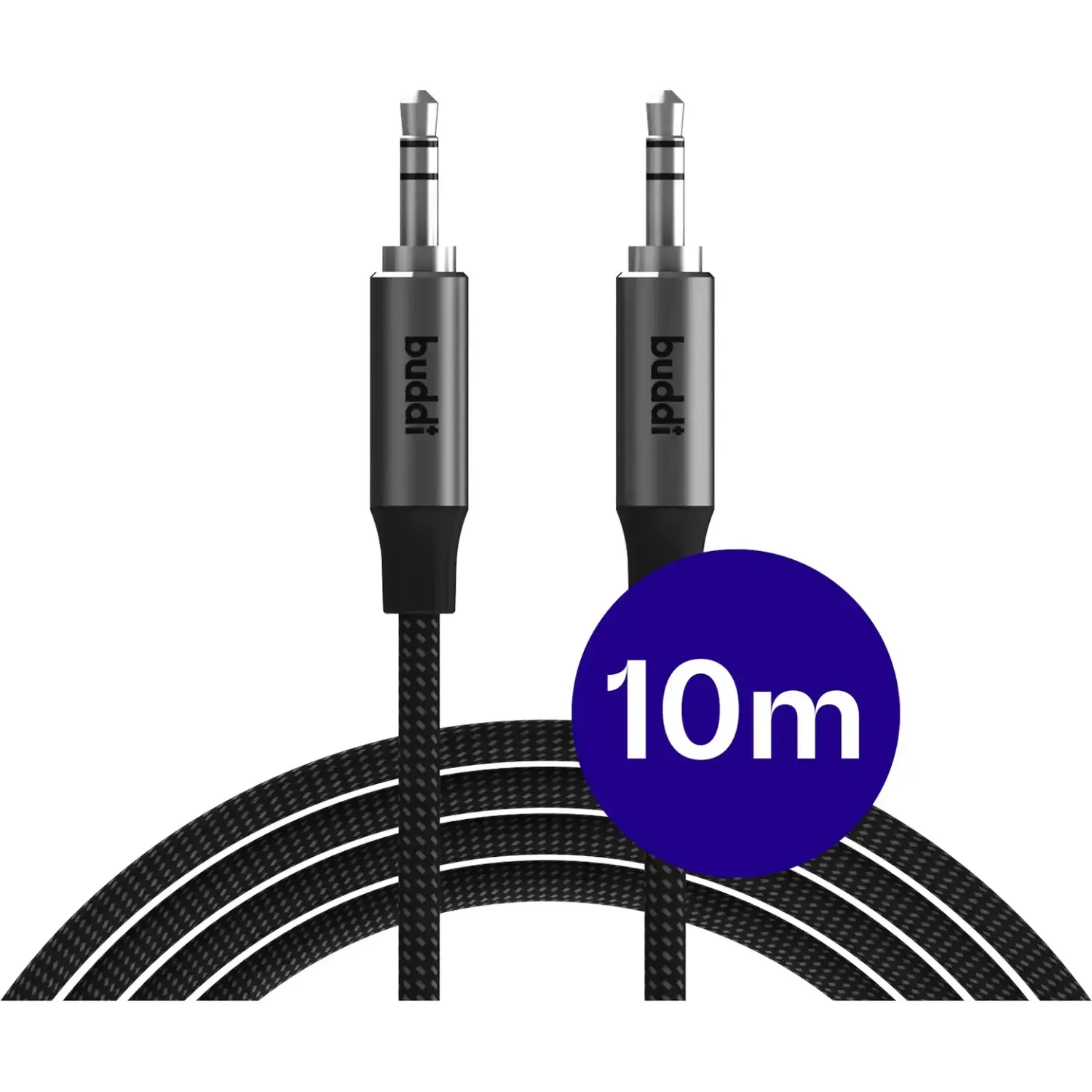 Καλώδιο Ήχου Buddi Flex Audio Cable 3.5mm Jack (male) σε 3.5mm Jack (male) 10m 5 Έτη Εγγύηση Black