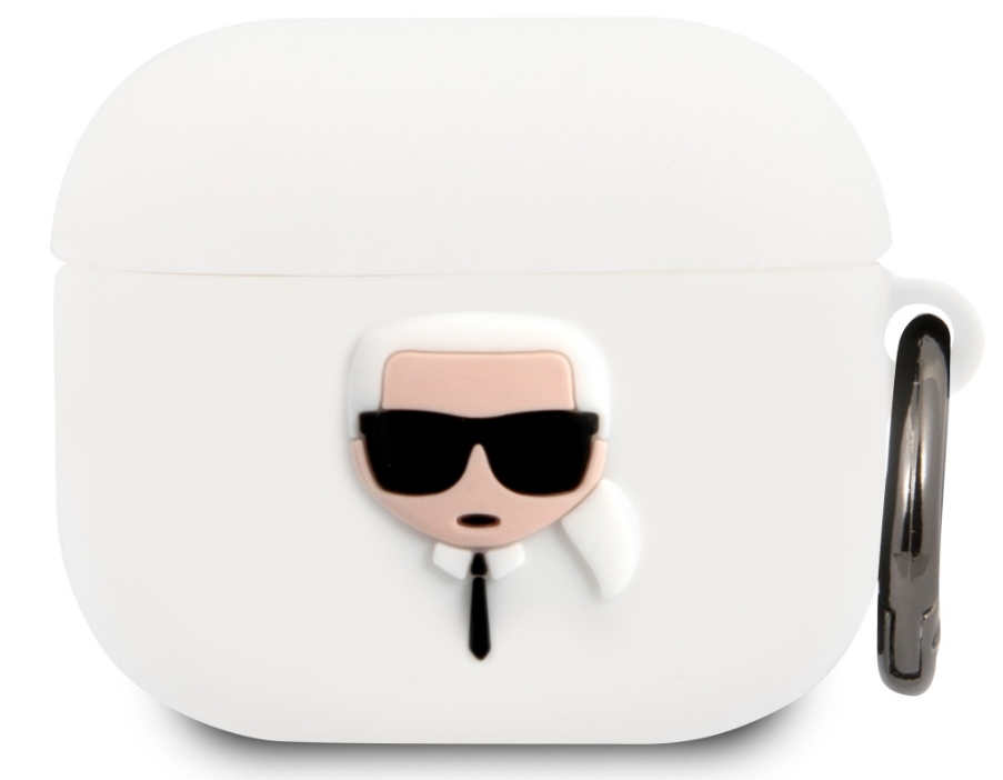 Karl Lagerfeld Embossed Logo Karl's Head Collection - Θήκη Σιλικόνης για AirPods 3rd Gen - White