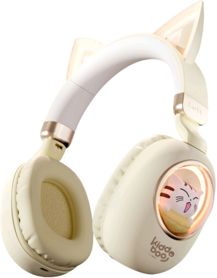 Kiddoboo Bluetooth Headphones Delulu - Ασύρματα Ακουστικά Κεφαλής για Παιδιά με Ασφαλή Μέγιστη Ένταση Ήχου & LED Φωτισμό - Gold