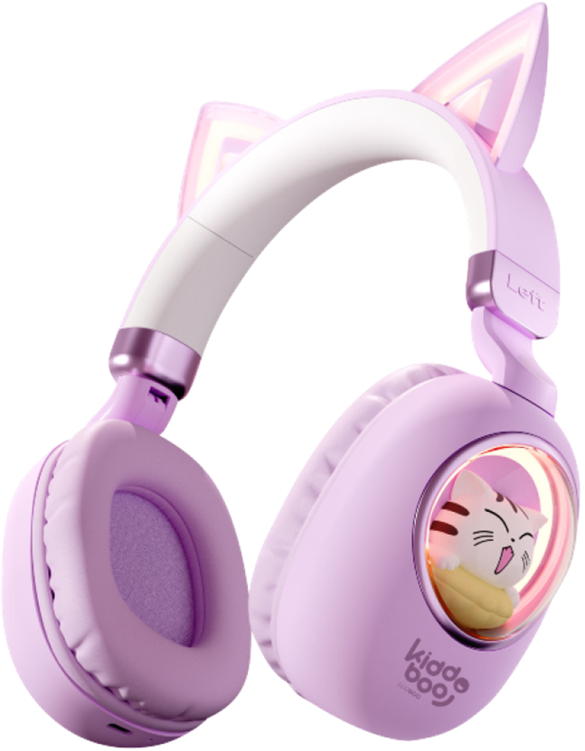 Kiddoboo Bluetooth Headphones Delulu - Ασύρματα Ακουστικά Κεφαλής για Παιδιά με Ασφαλή Μέγιστη Ένταση Ήχου & LED Φωτισμό - Lavender