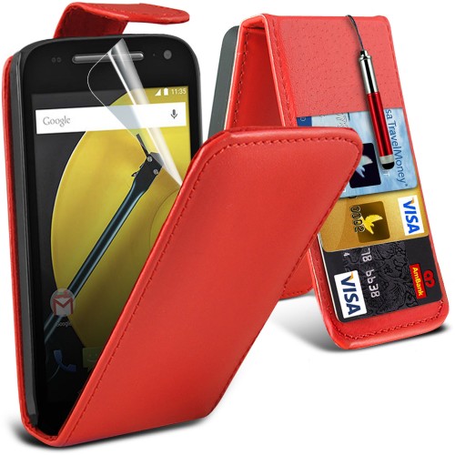 Κόκκινη Flip Θήκη Motorola Moto E 2nd Gen