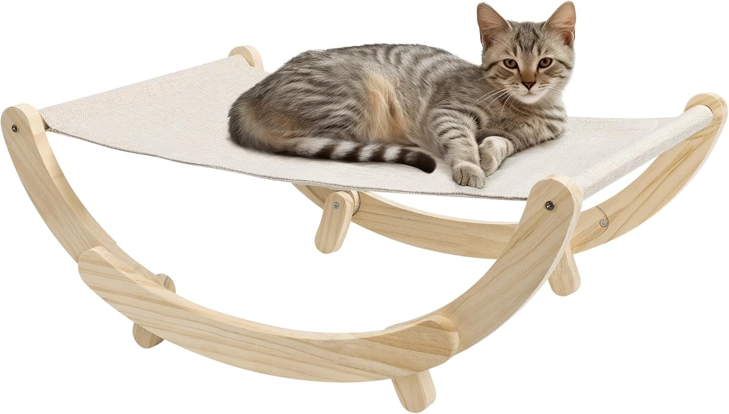 Κρεβάτι Γάτας Navaris Cat Swing Bed Αιώρα / Κούνια από Ξύλο Πεύκου 58 x 38 x 21 cm Beige