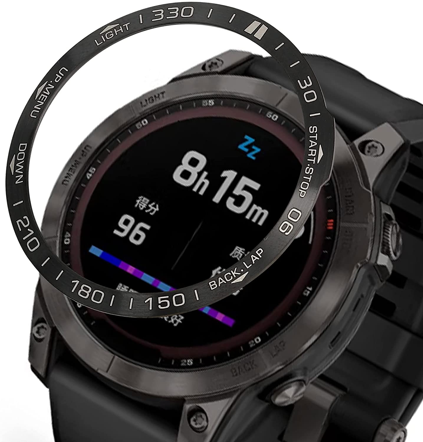 KW Bezel Ring Time Αλουμινίου - Garmin Fenix 7 - Black / Silver 