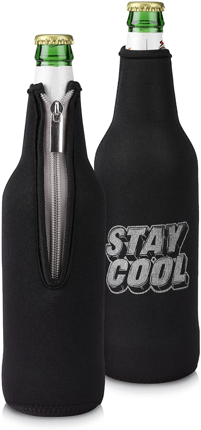 KW Bottle Coolers Sleeves - Ισοθερμική Θήκη για Μπουκάλια Μπύρας / Αναψυκτικά - 330ml - 500ml - Stay Cool / White / Black - 2 Τεμάχια