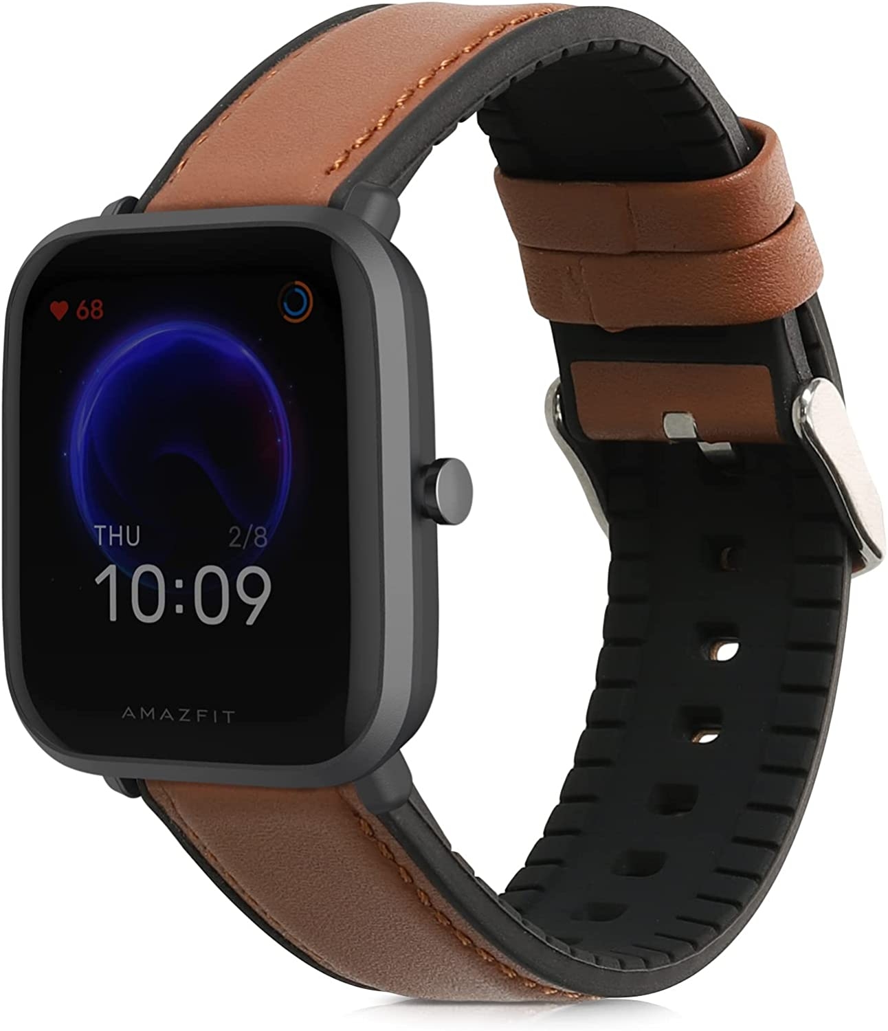 KW Δερμάτινο Λουράκι (20mm) με Σιλικόνη - Huami Amazfit Bip U / GTS 2e / GTR 2e / GTS 2 Mini / Pop - Brown / Black