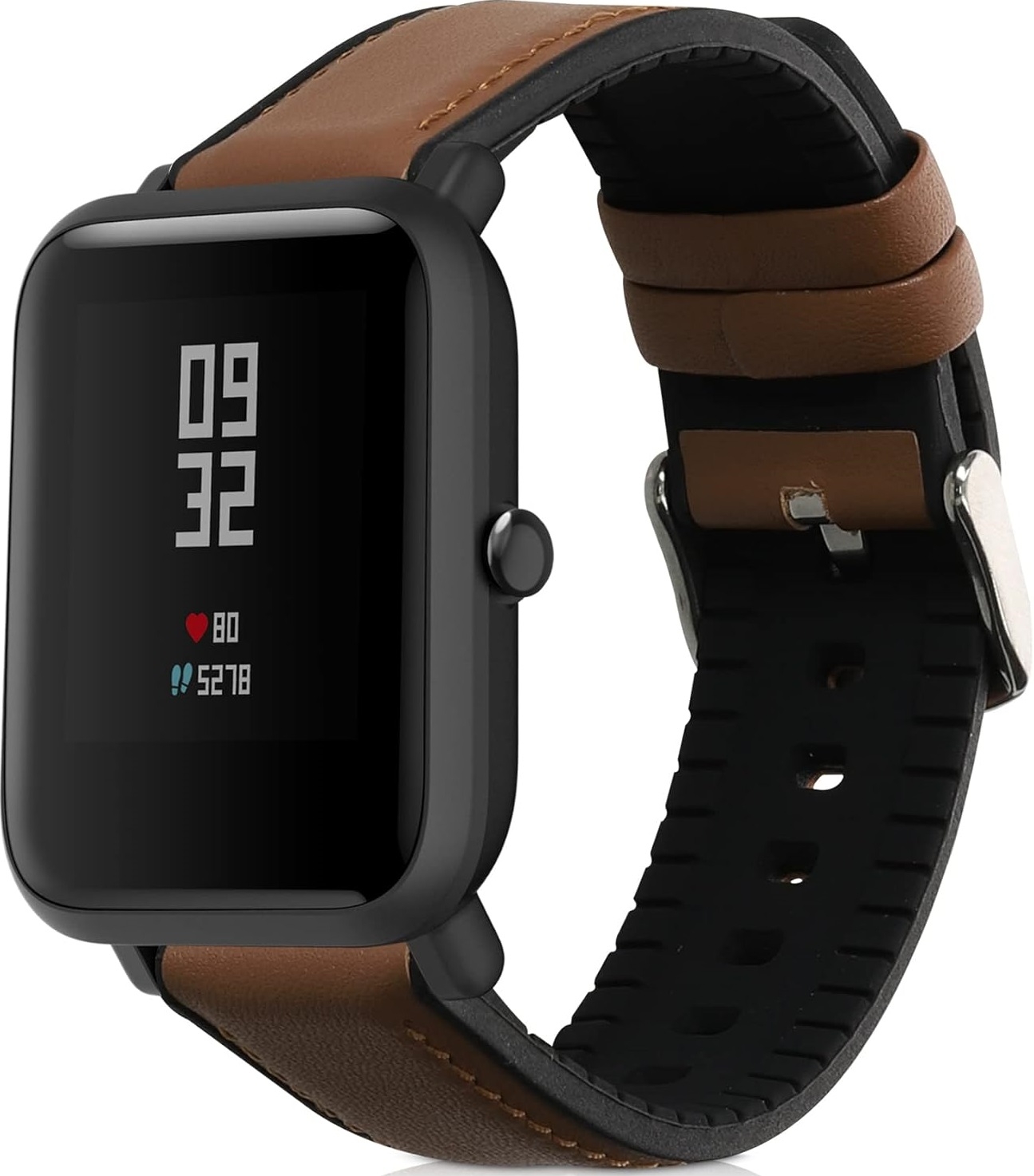 KW Δερμάτινο Λουράκι (20mm) με Σιλικόνη - Huami Amazfit Bip S / Bip S Lite - Brown / Black