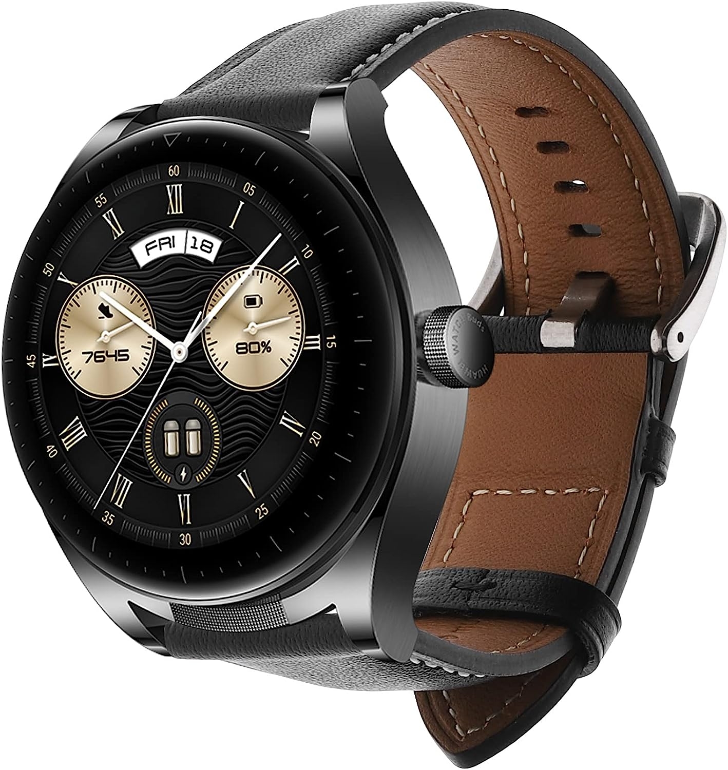 KW Δερμάτινο Λουράκι (22mm) Huawei Watch Buds - Black / Brown