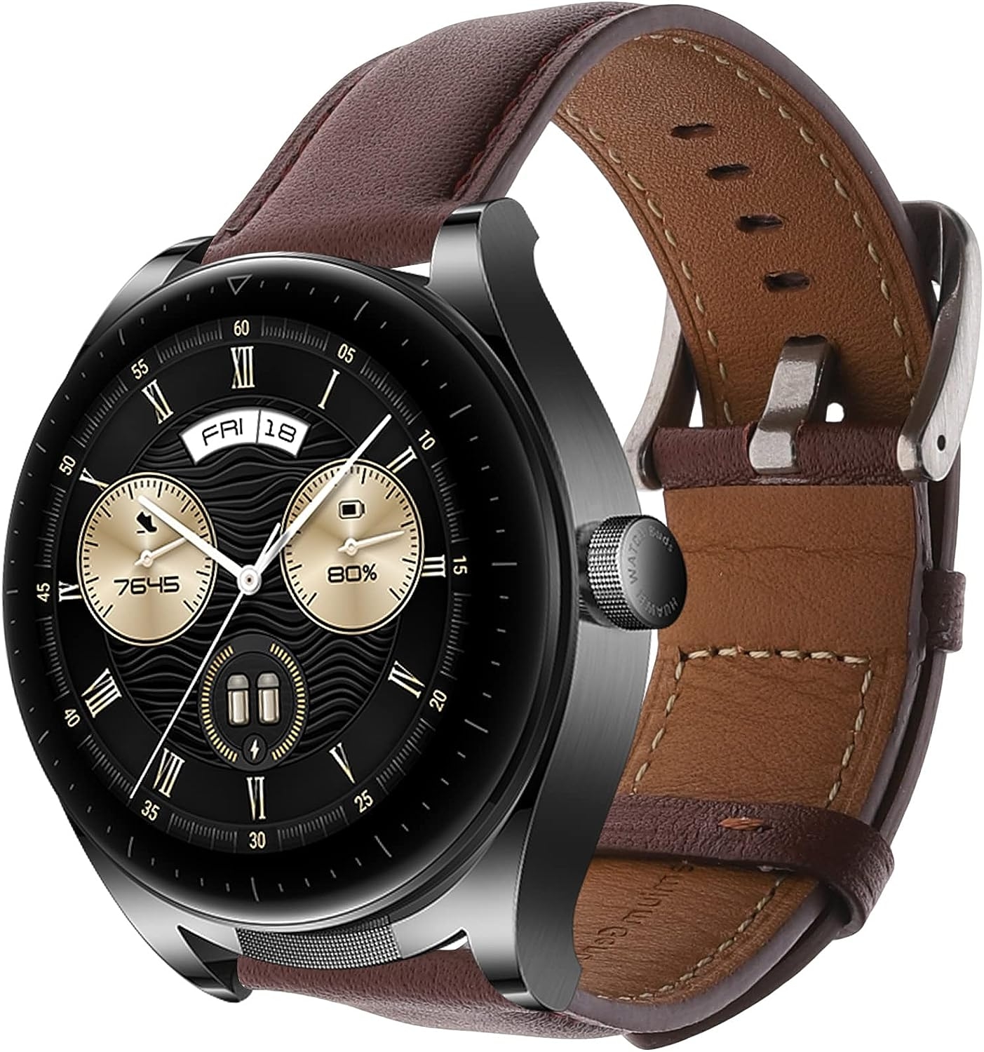KW Δερμάτινο Λουράκι (22mm) Huawei Watch Buds - Dark Brown / Brown