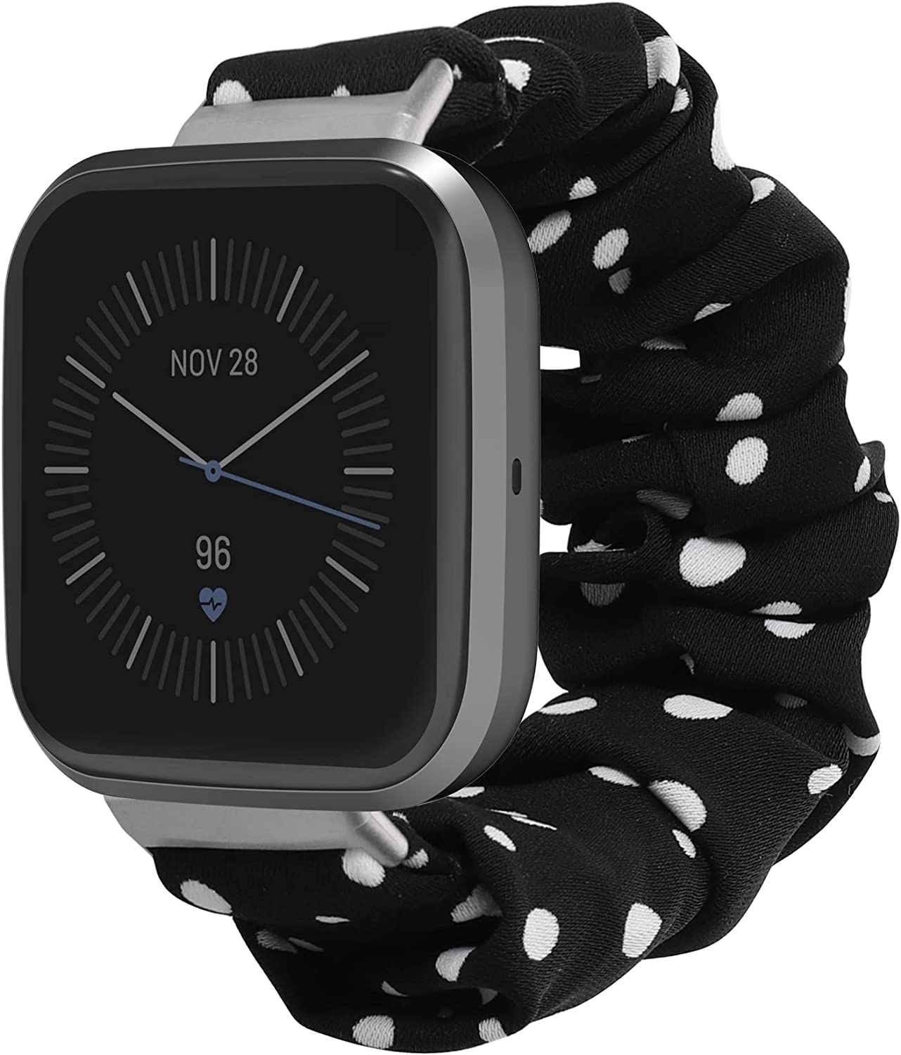 KW Ελαστικό Λουράκι Scrunchie Fitbit Versa 4 / Sense 2 / Versa 3 / Sense - White / Black (60481.01)