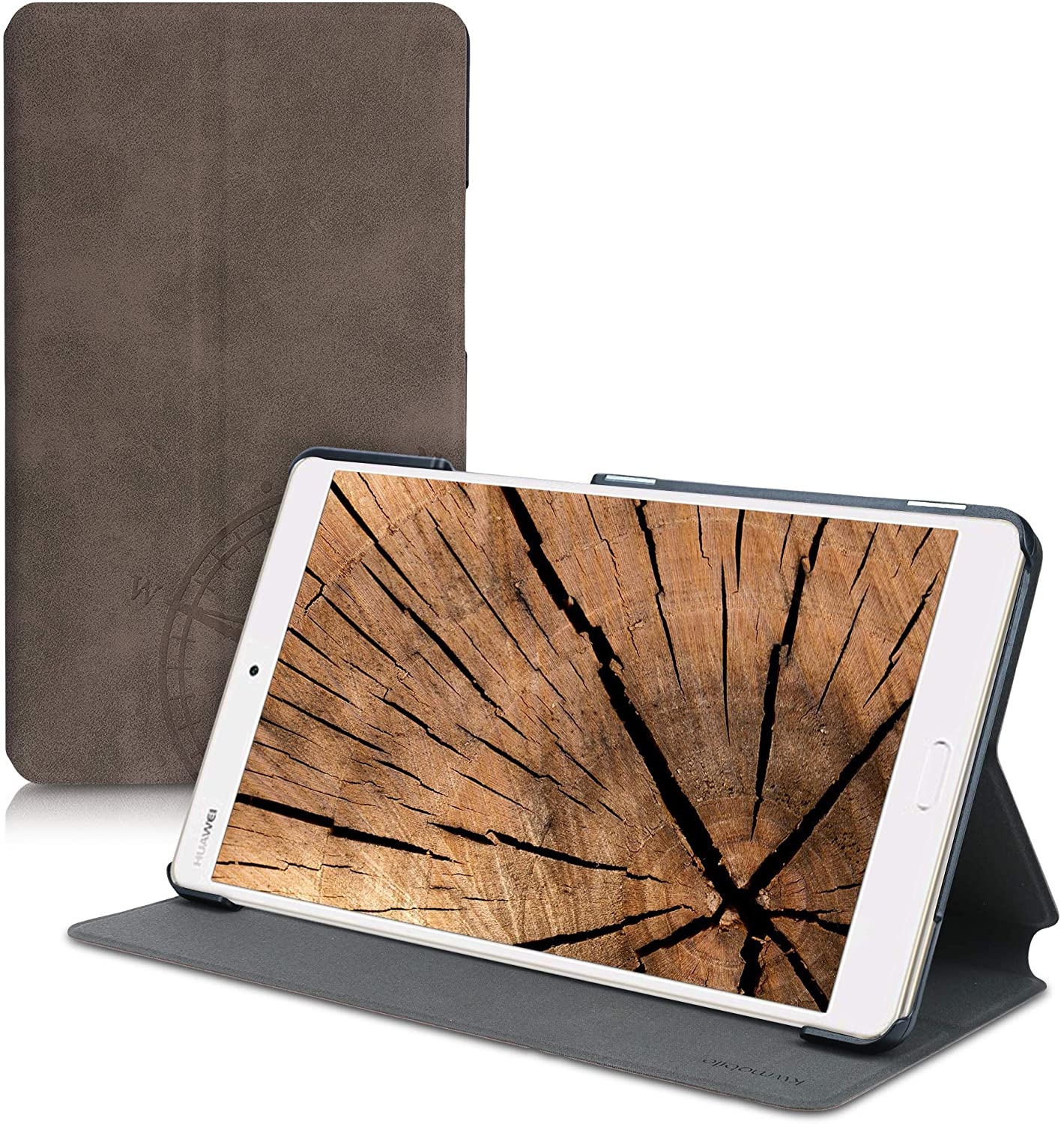 KW Flip Suede Θήκη Huawei MediaPad M3 8.4 - Navigational Compass / Brown 
