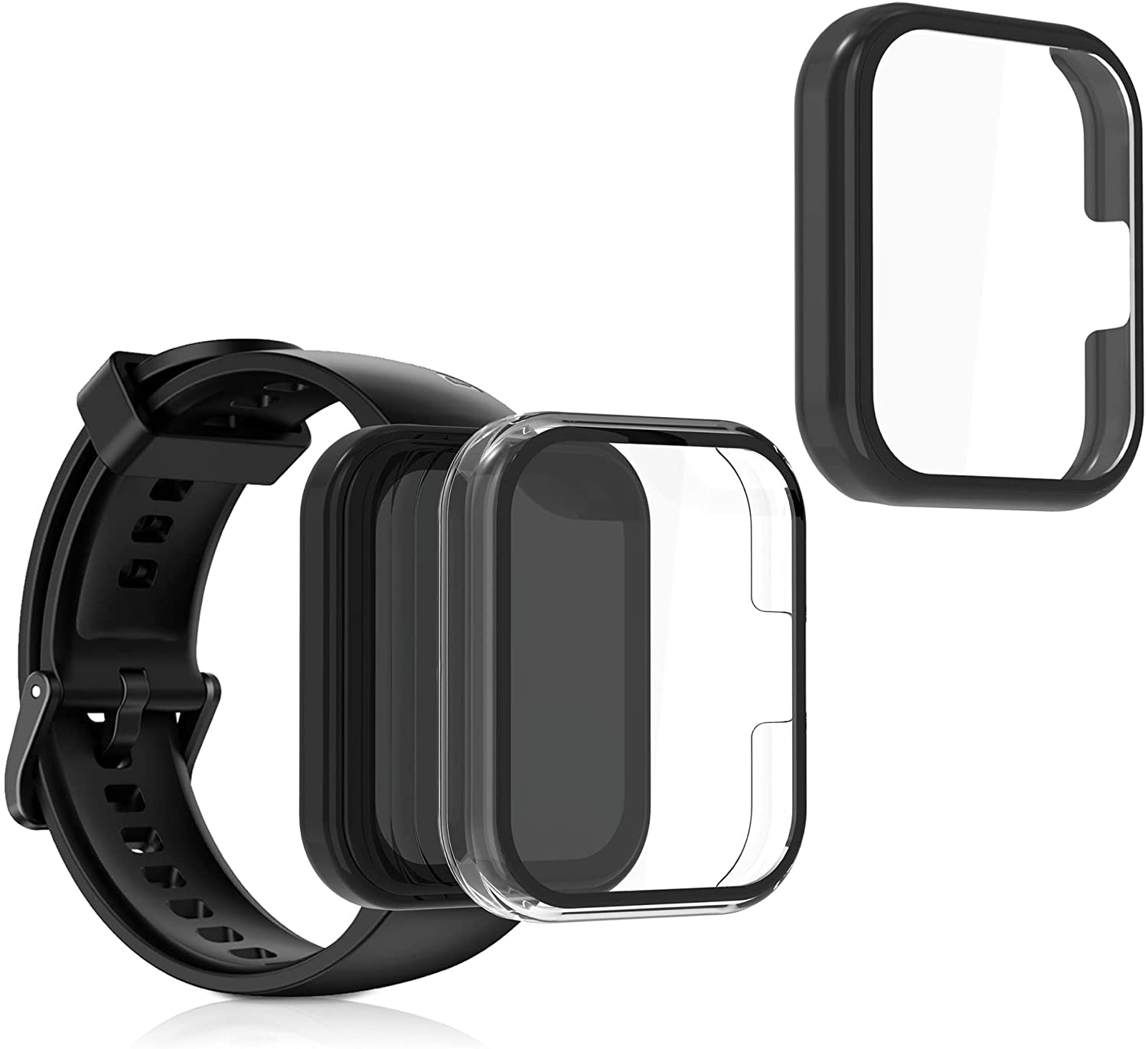 KW Full Body Cover - Θήκη με Tempered Glass - Realme Watch 2 Pro - 2 Τεμάχια - Black / Transparent (57043.01)