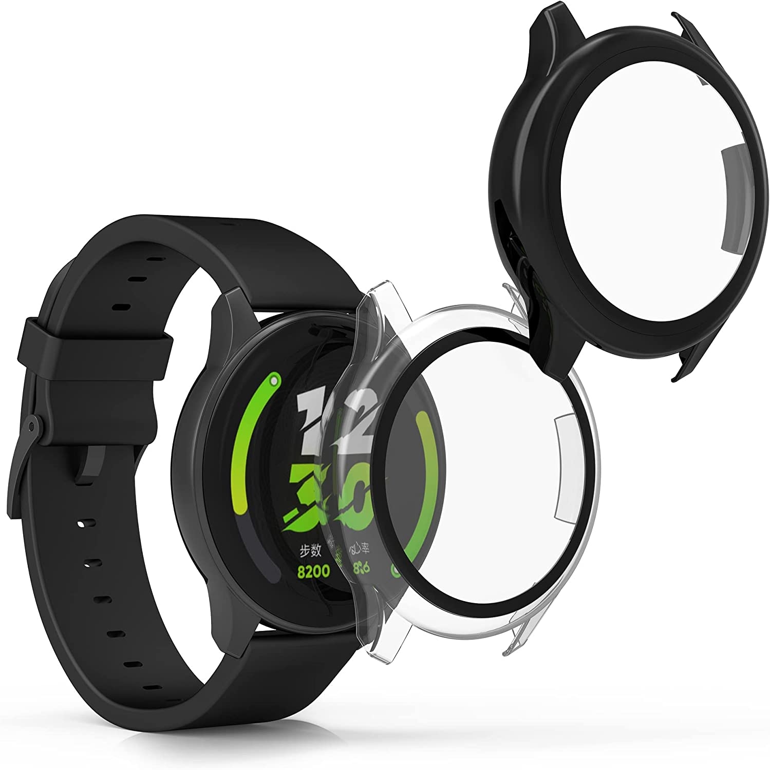 KW Full Body Cover - Θήκη με Tempered Glass - Realme Watch T1 - 2 Τεμάχια - Black / Transparent (58892.01)