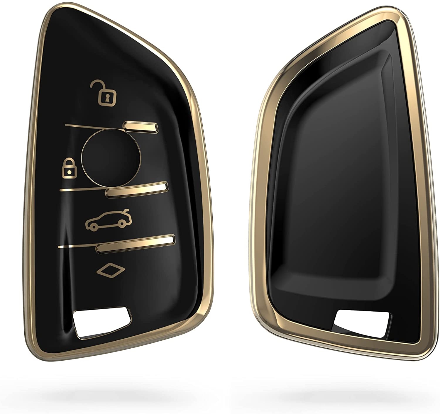 KW Full Body Θήκη Κλειδιού BMW - Σιλικόνη - 3 Κουμπιά - Smart Key - Black / Gold