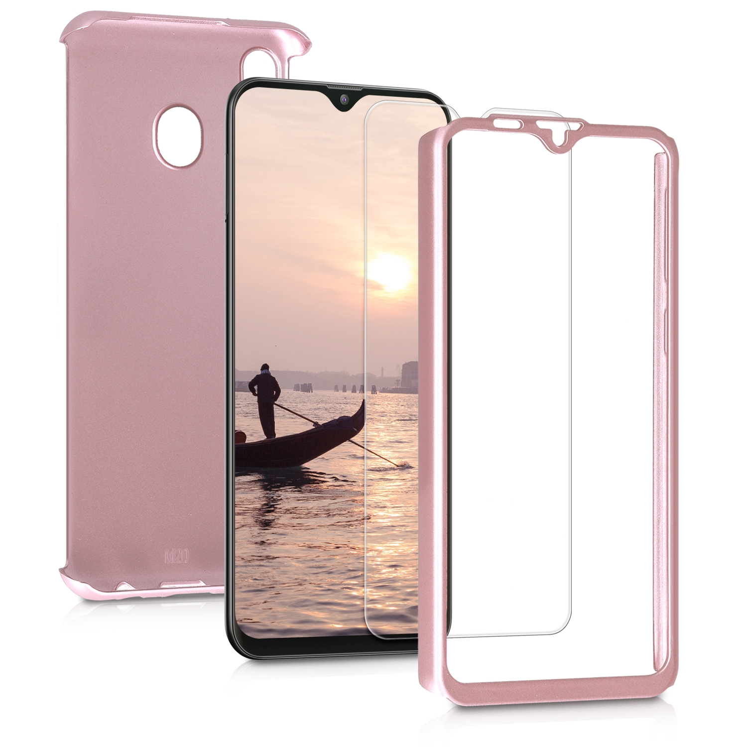 KW Θήκη Full Body Samsung Galaxy M20 2019 & Tempered Glass - Metallic Rose Gold