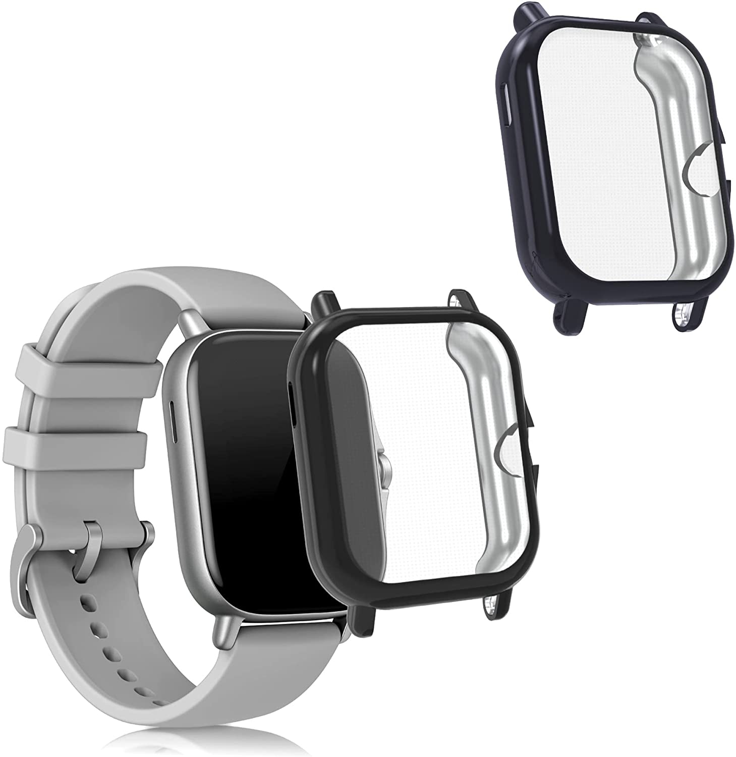 KW Full Body Θήκη Σιλικόνης Xiaomi Huami Amazfit GTS 3 / GTS 2 / GTS 2e - Black / Grey - 2 Τεμάχια