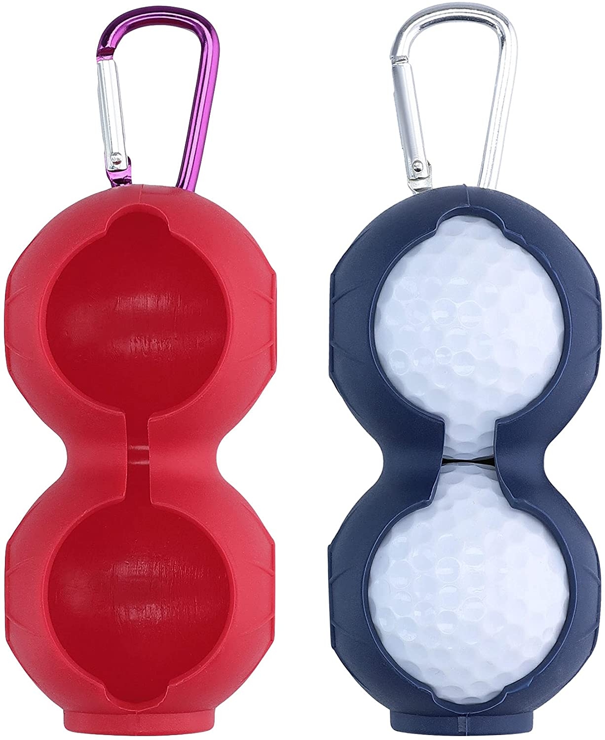KW Golf Balls Case - Θήκη Σιλικόνης για Μπάλες Γκολφ με Κλιπ - 2 Τεμάχια - Red / Blue