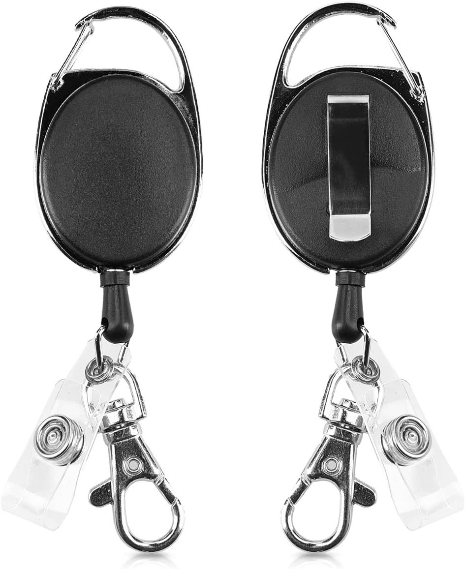 KW ID Badge and Yo-Yo Keyring Holder - Επεκτάσιμο Μπρελόκ Ταυτότητας και Κλειδιών με Κλιπ Ζώνης - Black