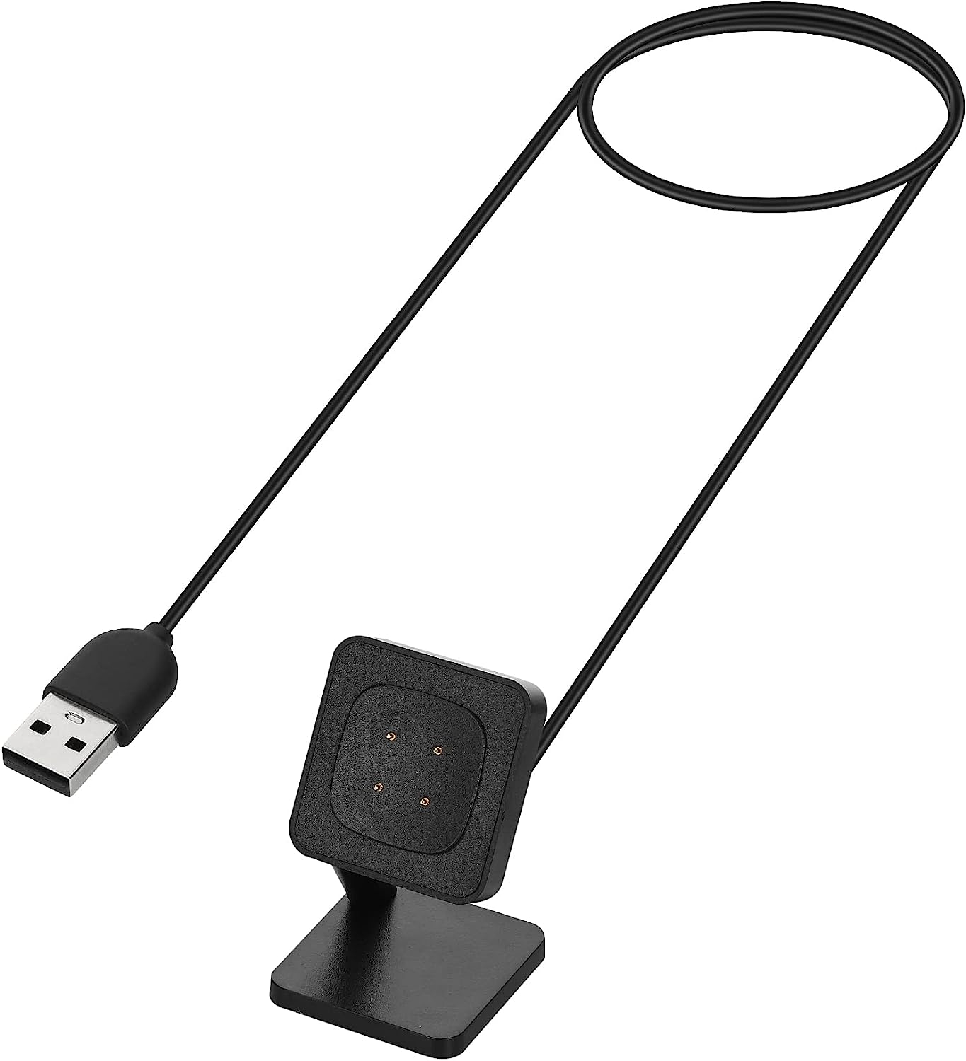 KW Καλώδιο Φόρτισης USB με Βάση Στήριξης - Fitbit Versa 4 / Sense 2 / Versa 3 / Sense - 100cm - Black 