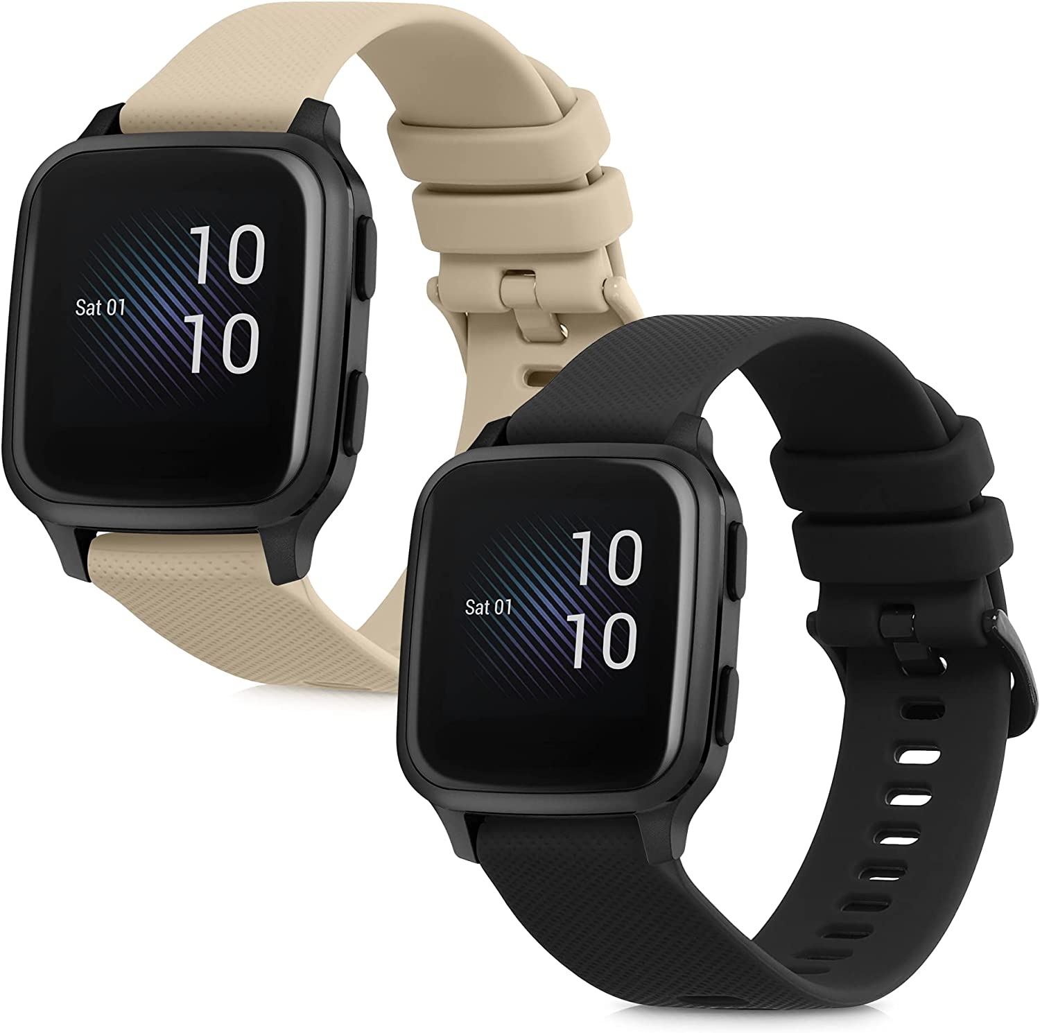 KW Λουράκι Σιλικόνης (20mm) Garmin Venu Sq Music / Sq - 2 Τεμάχια - Black / Beige