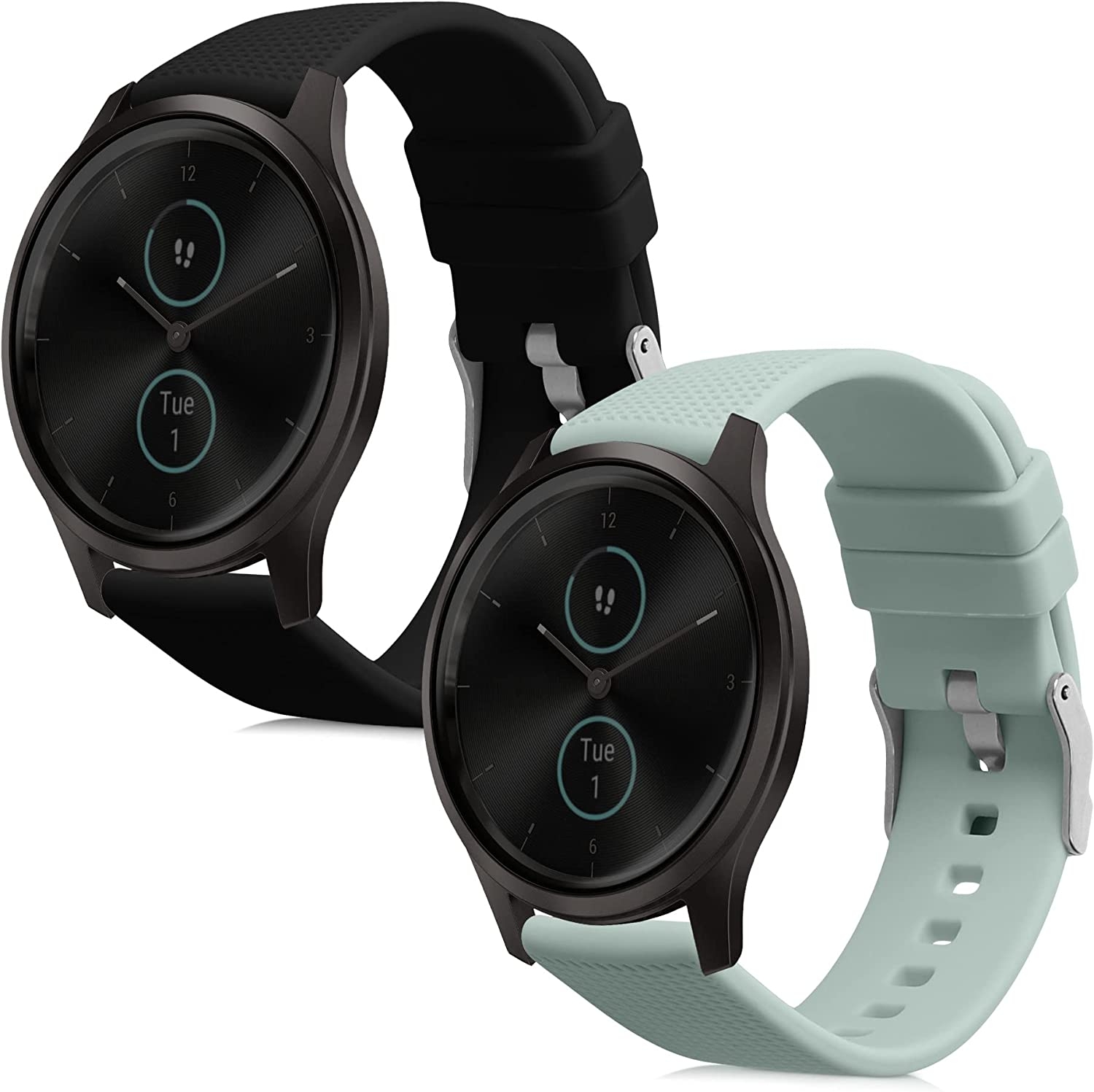 KW Λουράκι Σιλικόνης (20mm) Garmin Vivomove Style - 2 Τεμάχια - Black / Light Blue