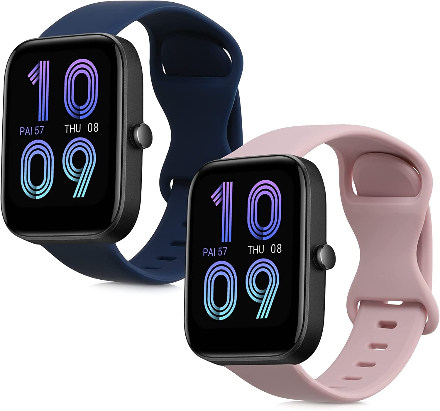 KW Λουράκι Σιλικόνης (20mm) Huami Amazfit Bip 3 / Bip 3 Pro - 2 Τεμάχια - Dark Blue / Dusty Pink