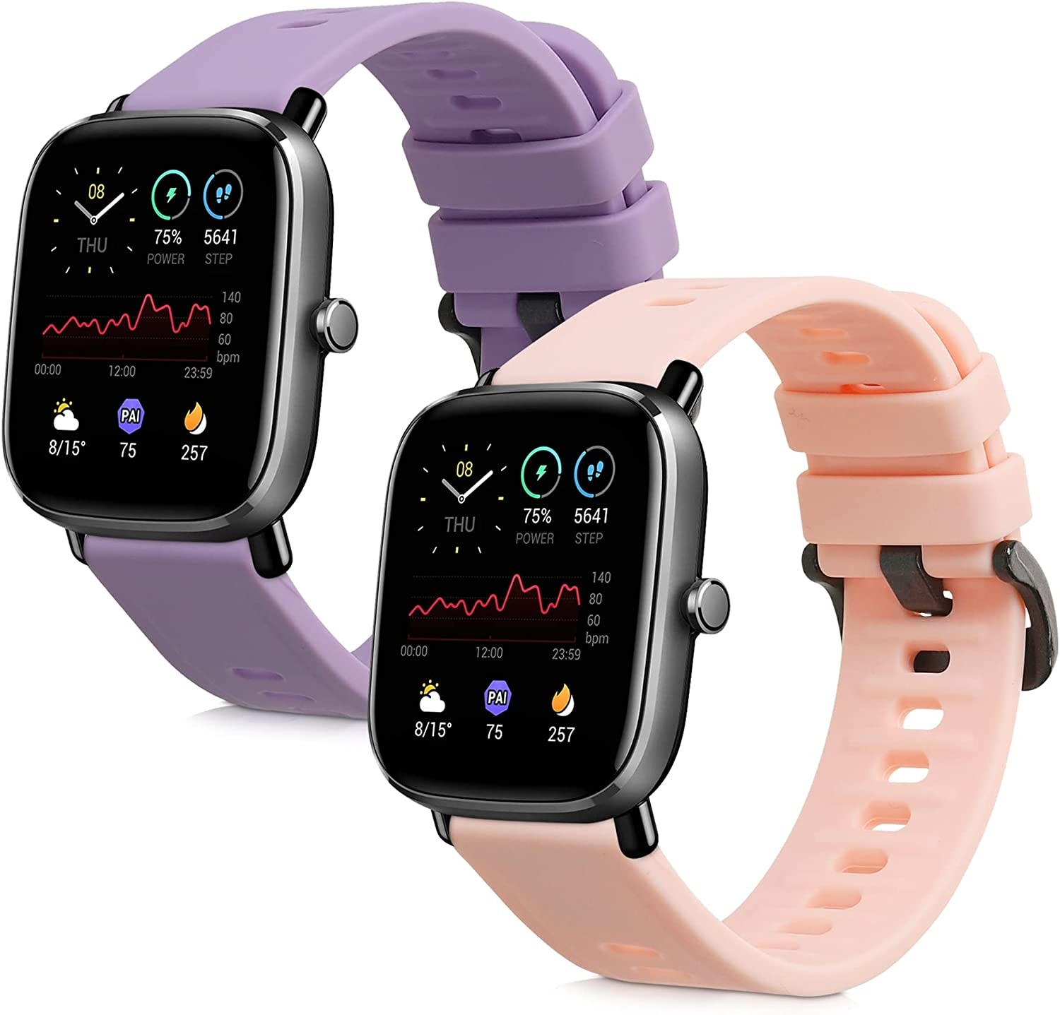 KW Λουράκι Σιλικόνης (20mm) Huami Amazfit GTS 2 Mini - 2 Τεμάχια - Lavender / Dusty Pink