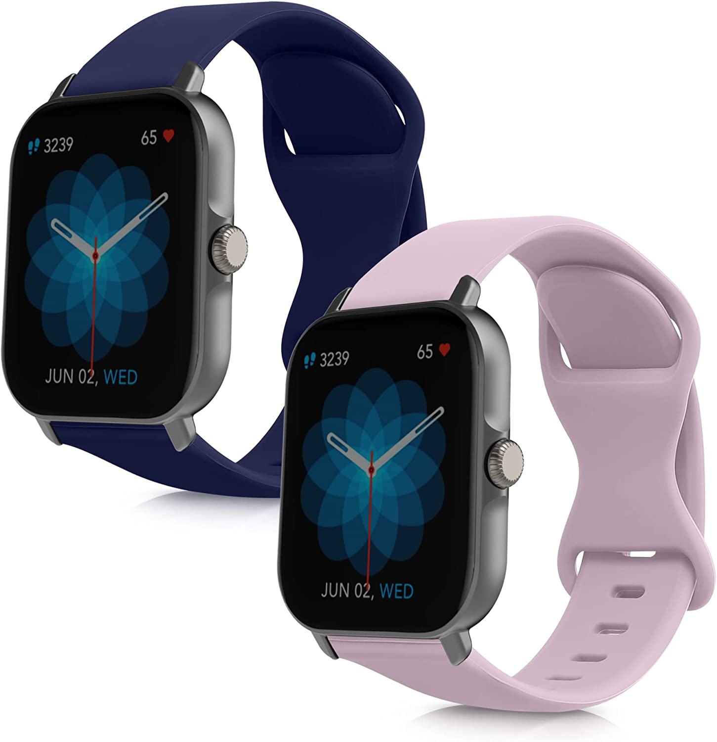 KW Λουράκι Σιλικόνης (20mm) Huami Amazfit GTS / GTS 2 / GTS 2e / GTS 3 - 2 Τεμάχια - Dark Blue / Dusty Pink