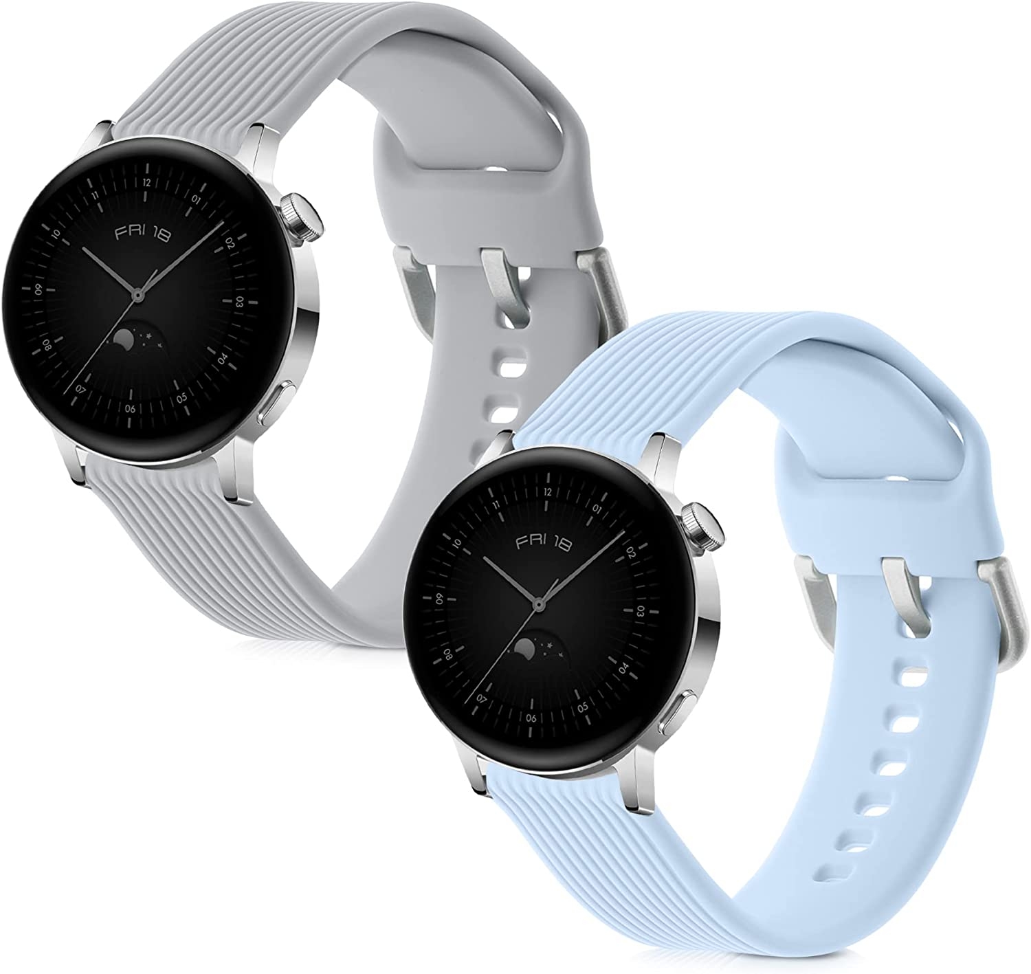 KW Λουράκι Σιλικόνης (20mm) Huawei Watch GT 3 Pro 43mm / Watch GT 3 42mm - 2 Τεμάχια - Grey / Light Blue