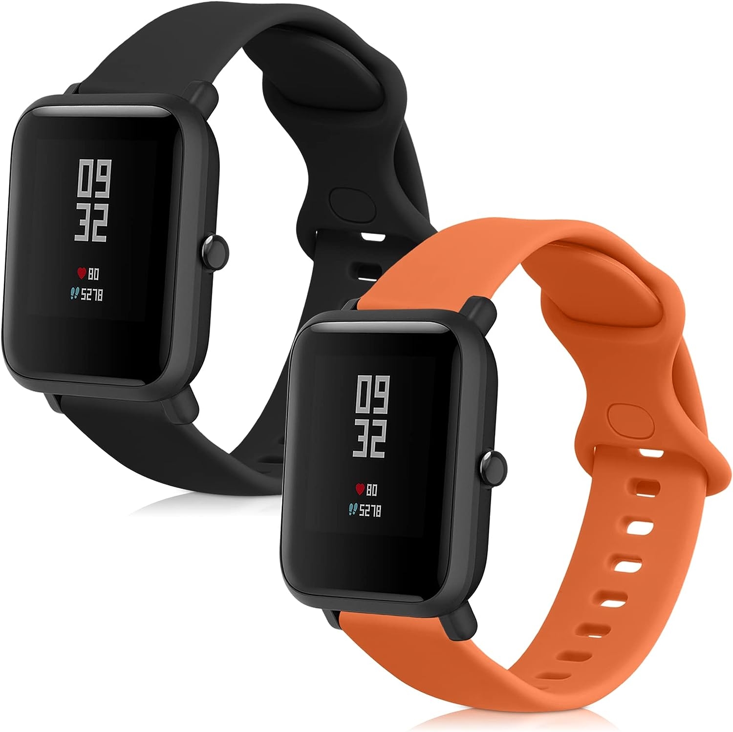 KW Λουράκι Σιλικόνης (20mm) Huami Amazfit Bip / Bip Lite - 2 Τεμάχια - Black / Orange