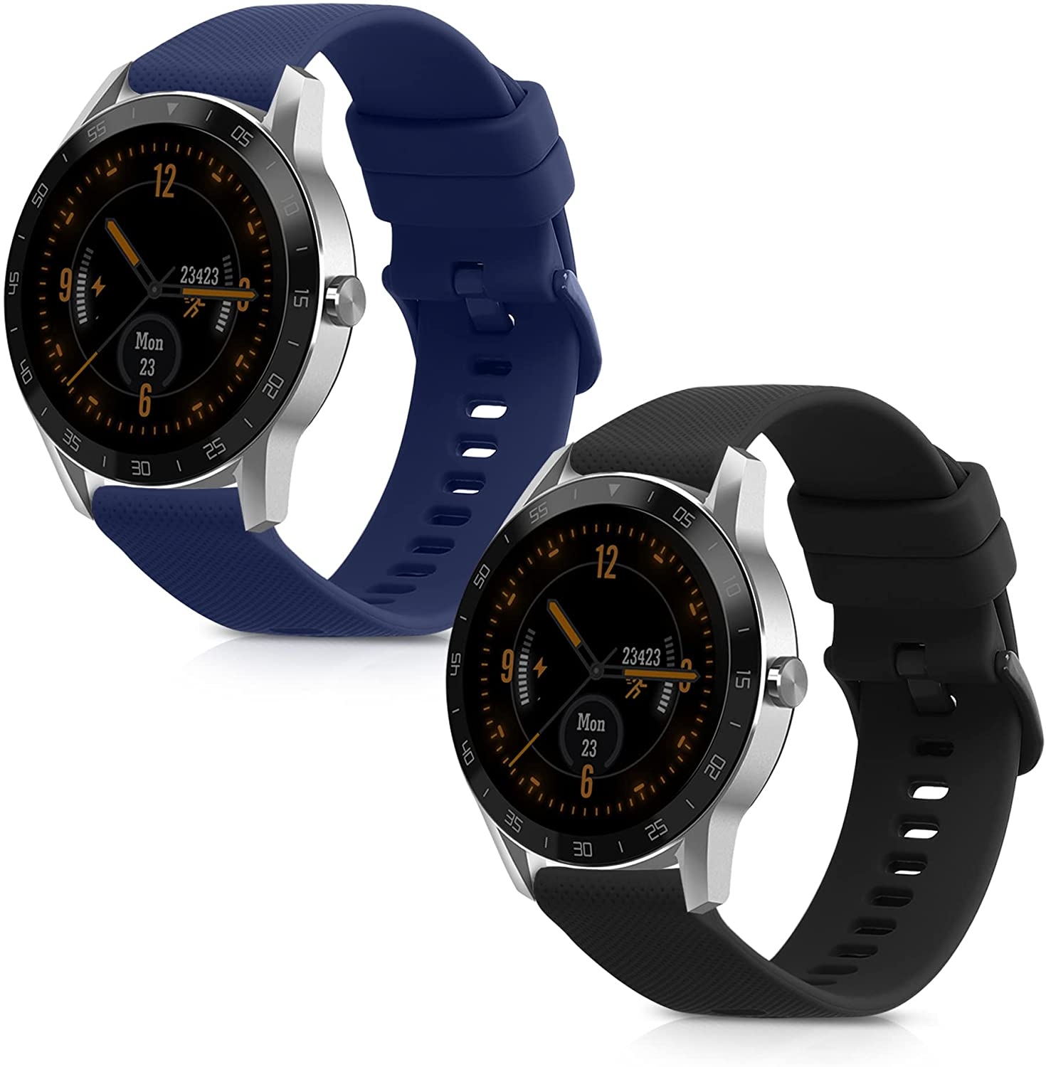KW Λουράκι Σιλικόνης (22mm) Blackview X1 Smartwatch / Xiaomi Redmi Watch 5 Active - 2 Τεμάχια - Black / Dark Blue
