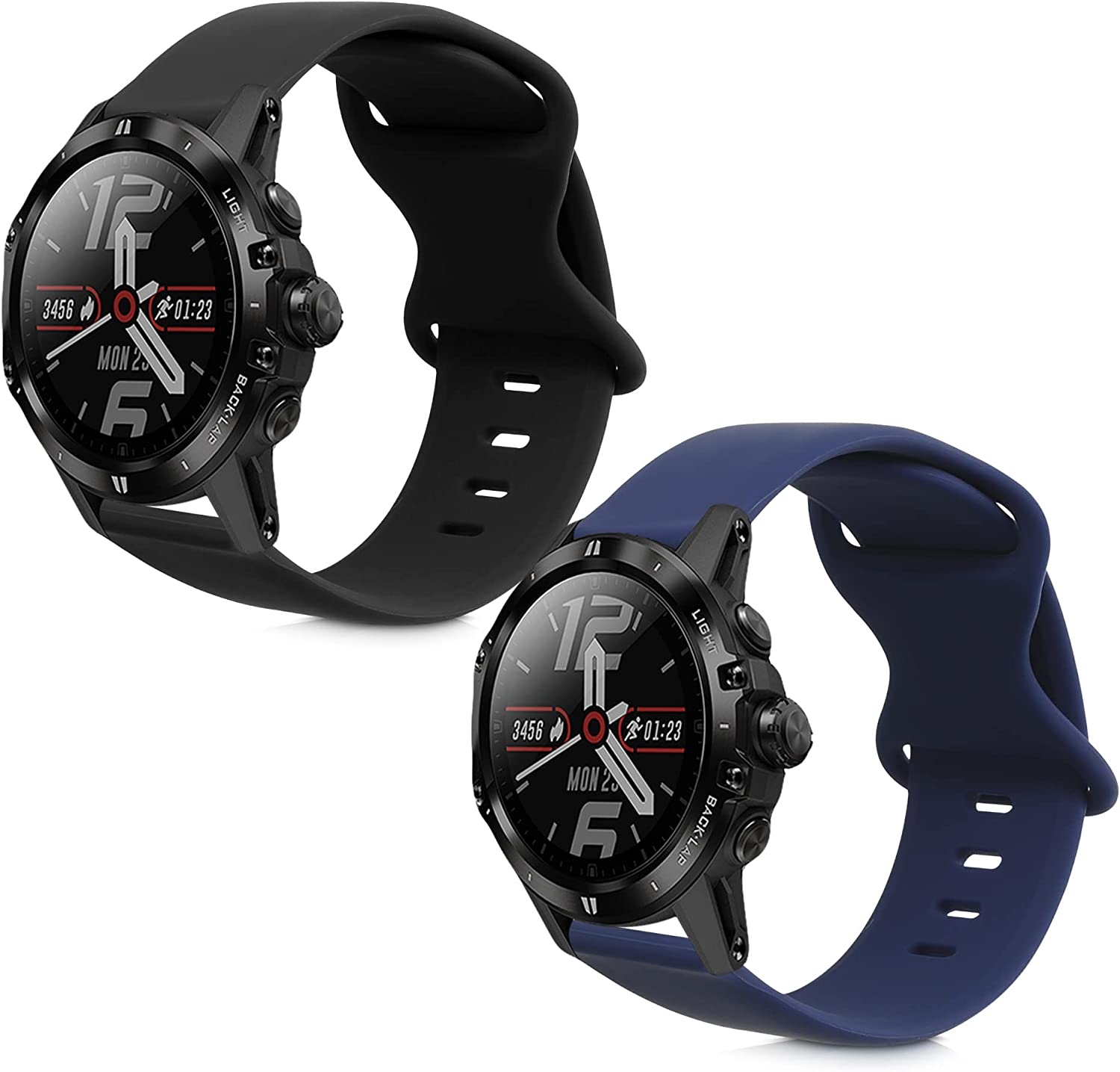 KW Λουράκι Σιλικόνης (22mm) Coros Vertix / Apex 46mm / Apex Pro - 2 Τεμάχια - Black / Dark Blue