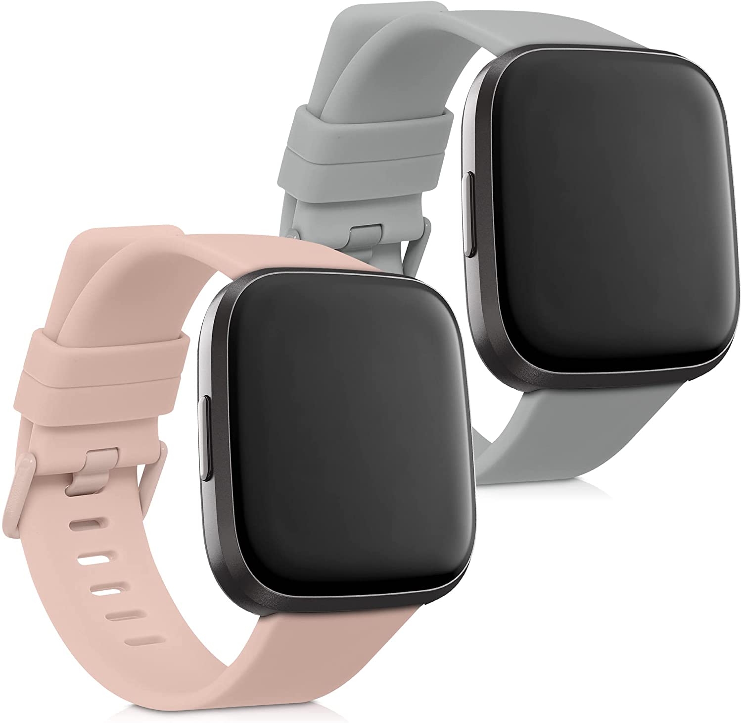 KW Λουράκι Σιλικόνης (22mm) Fitbit Versa / Versa Lite / Versa 2 - 2 Τεμάχια - Dusty Pink / Grey