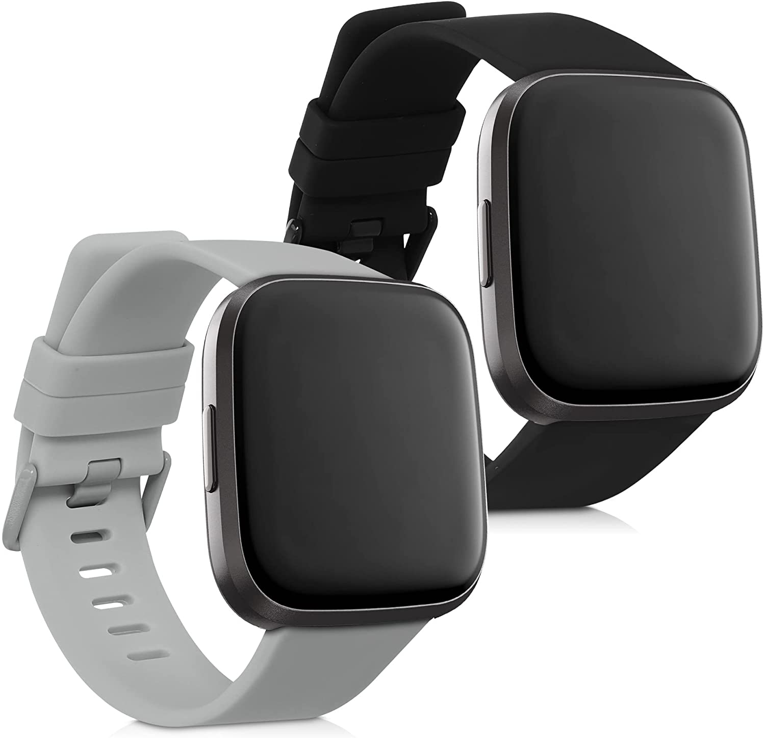 KW Λουράκι Σιλικόνης (22mm) Fitbit Versa / Versa Lite / Versa 2 - 2 Τεμάχια - Grey / Black