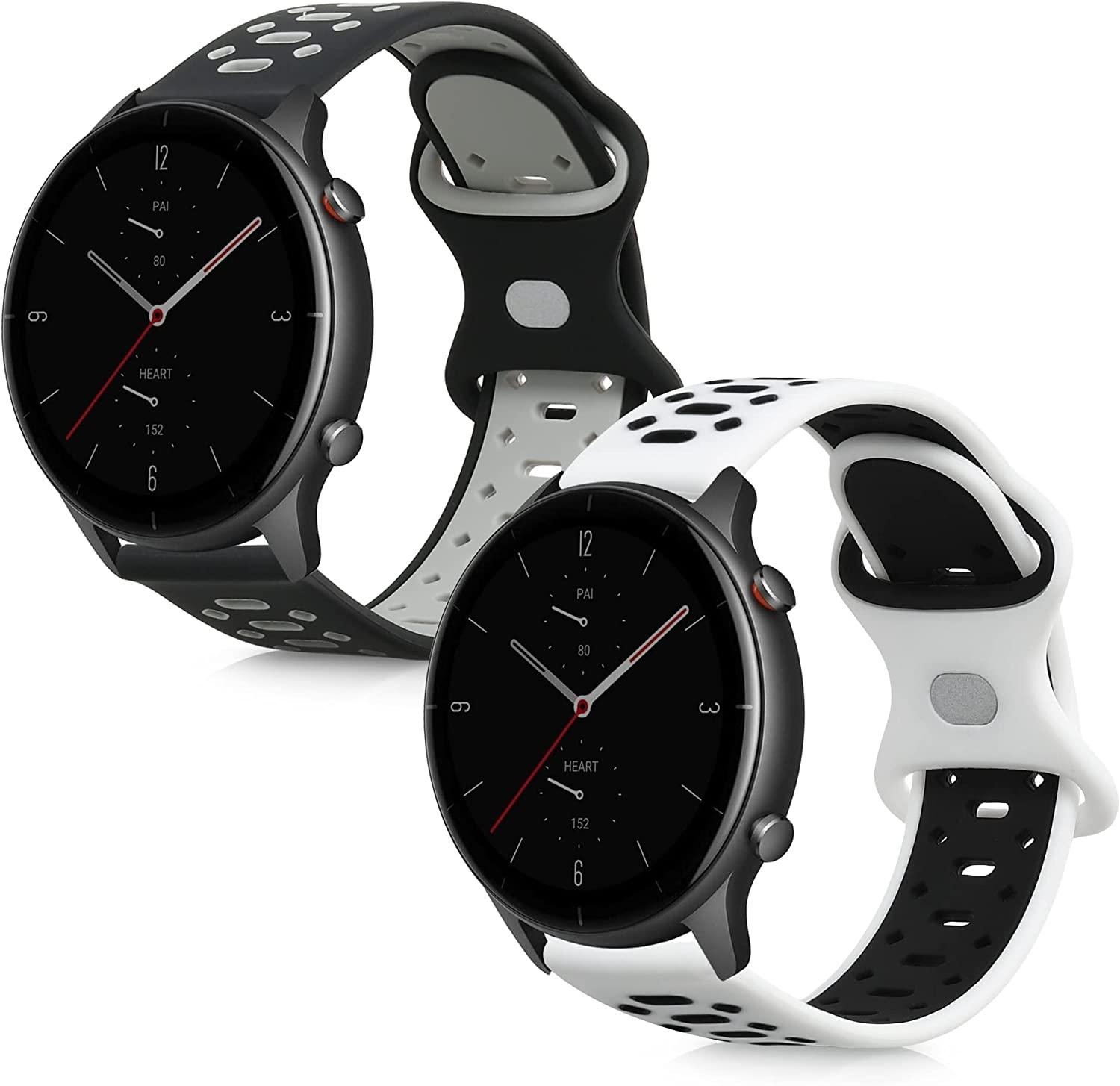 KW Λουράκι Σιλικόνης (22mm) Huami Amazfit GTR (47mm) / GTR 2 / GTR 2e / GTR3 / GTR 3 Pro - 2 Τεμάχια - Black / Grey / White / Black