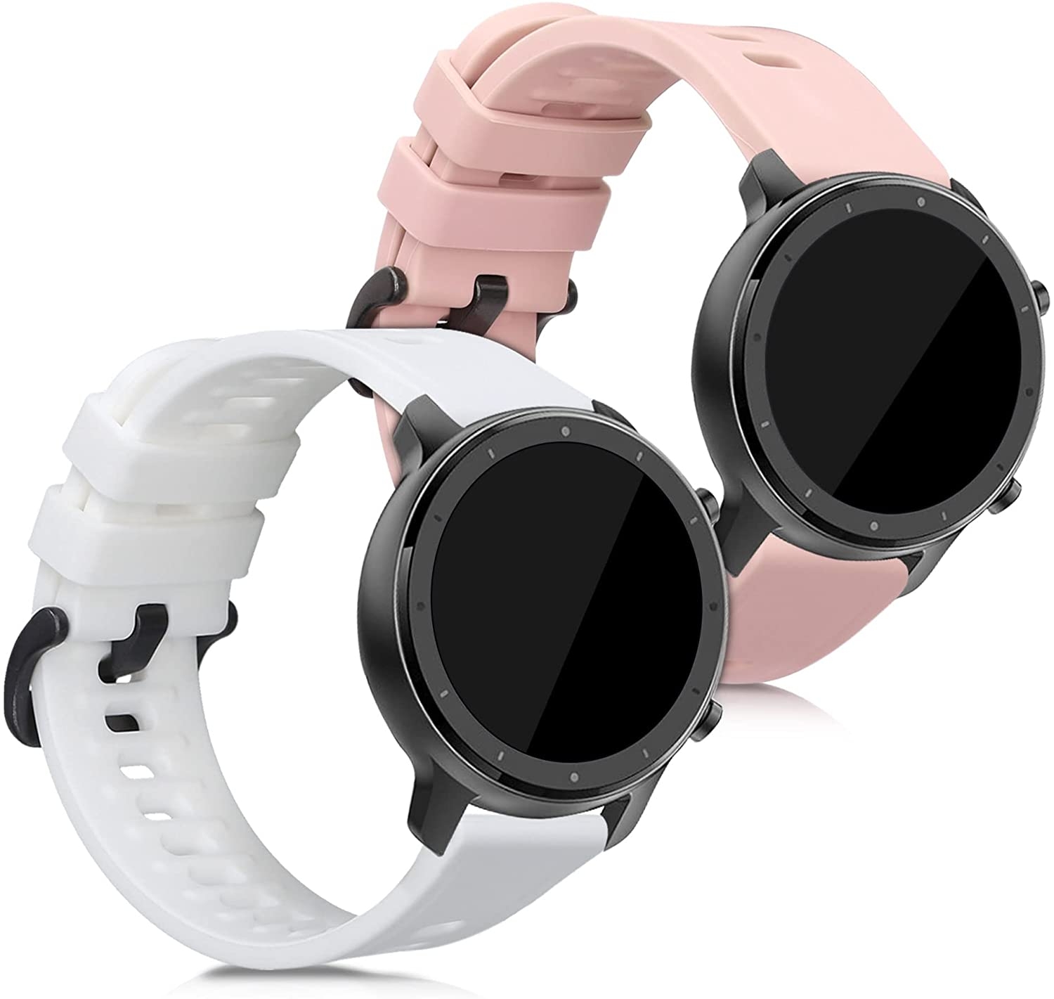 KW Λουράκι Σιλικόνης (22mm) Huami Amazfit GTR (47mm) / GTR 2 / GTR 2e / GTR3 / GTR 3 Pro - 2 Τεμάχια - Dusty Pink / White