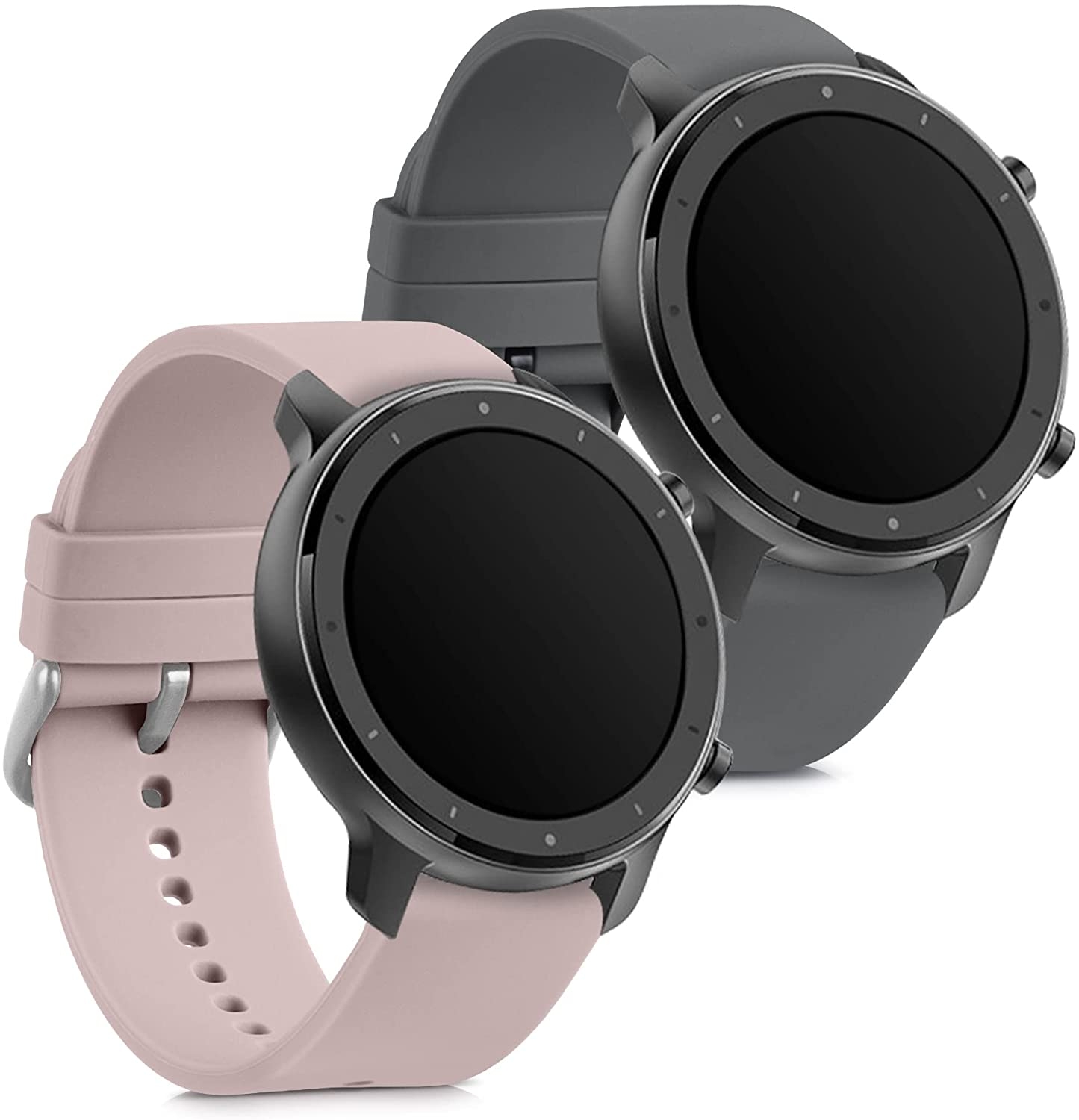 KW Λουράκι Σιλικόνης (22mm) Huami Amazfit GTR (47mm) / GTR 2 / GTR 2e / GTR3 / GTR 3 Pro - 2 Τεμάχια - Grey / Dusty Pink