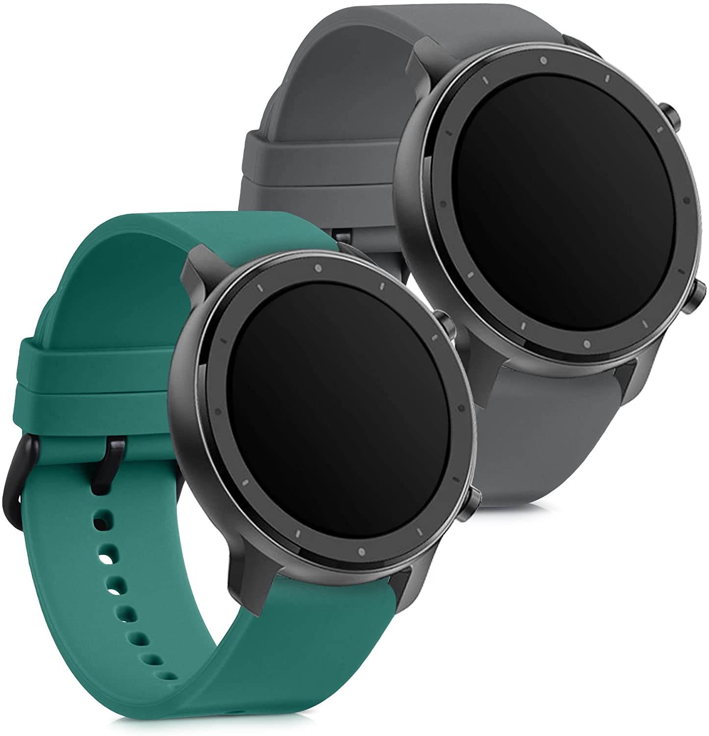 KW Λουράκι Σιλικόνης (22mm) Huami Amazfit GTR (47mm) / GTR 2 / GTR 2e / GTR3 / GTR 3 Pro - 2 Τεμάχια - Petrol / Grey