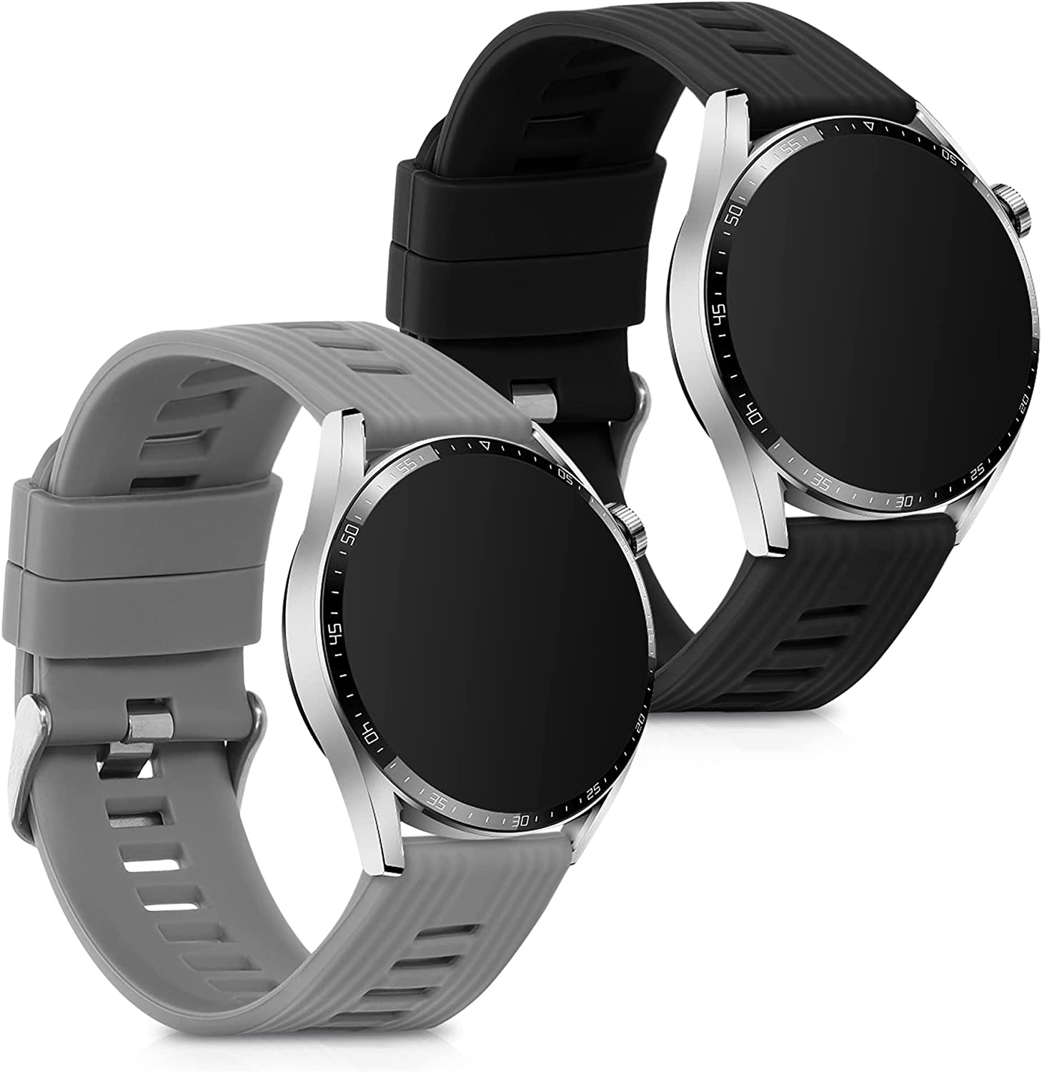 KW Λουράκι Σιλικόνης (22mm) Huawei Watch GT 3 46mm - 2 Τεμάχια - Black / Grey