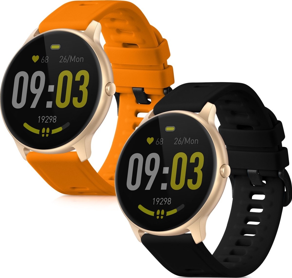 KW Λουράκι Σιλικόνης (22mm) Agptek Lw11 - 2 Τεμάχια - Orange / Black