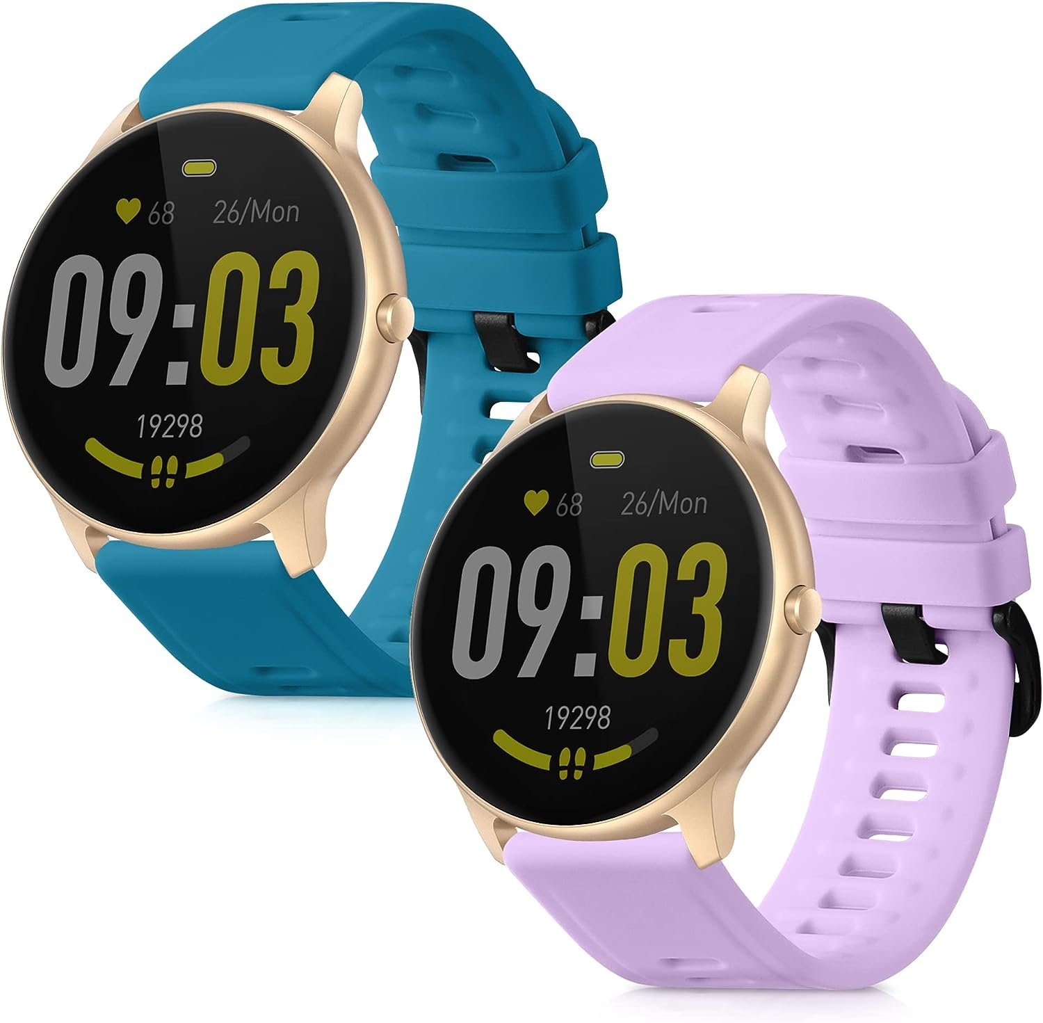 KW Λουράκι Σιλικόνης (22mm) Agptek Lw11 - 2 Τεμάχια - Violet Purple / Petrol