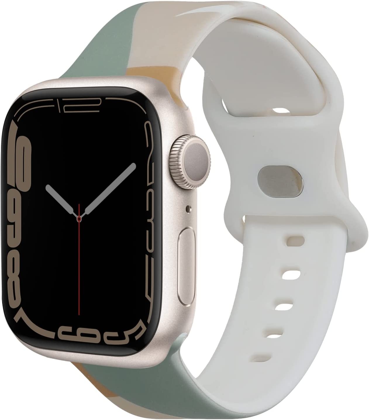 KW Λουράκι Σιλικόνης Apple Watch SE/11/10/9/8/7/6/5/4 (42/41/40mm) - Beige / Pastel Green / Light Brown