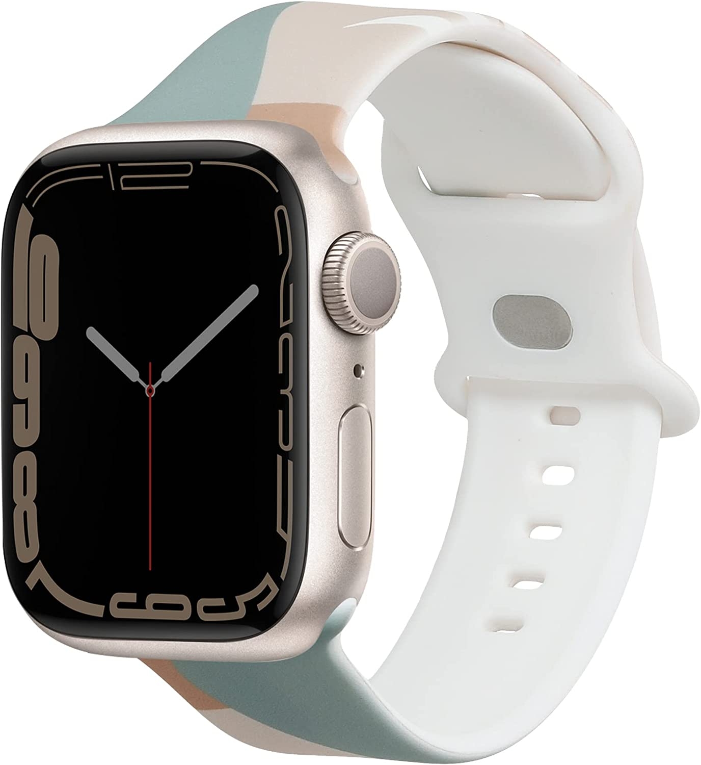 KW Λουράκι Σιλικόνης Apple Watch SE/9/8/7/6/5/4 (45/44mm) - Beige / Pastel Green / Light Brown