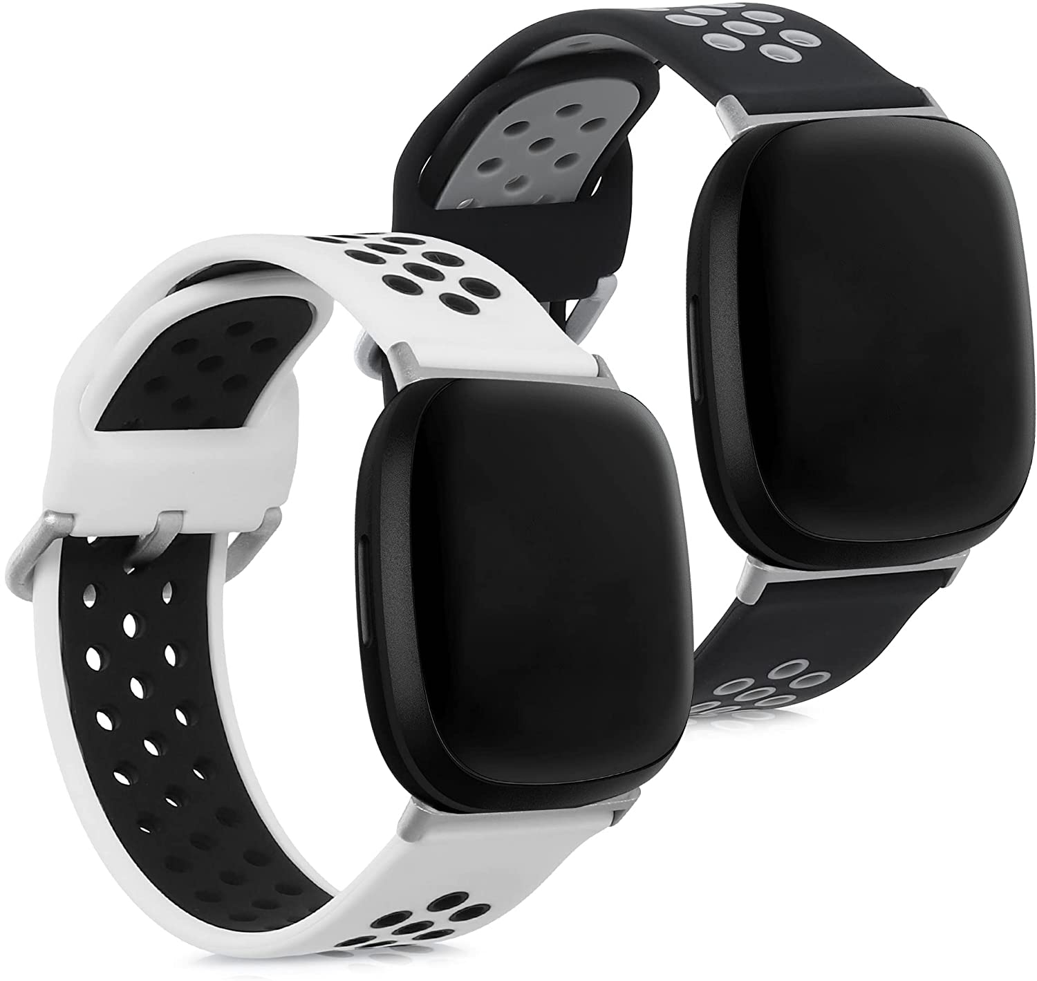 KW Λουράκι Σιλικόνης Fitbit Versa 3 / Sense - 2 Τεμάχια - White / Black / Black / Grey