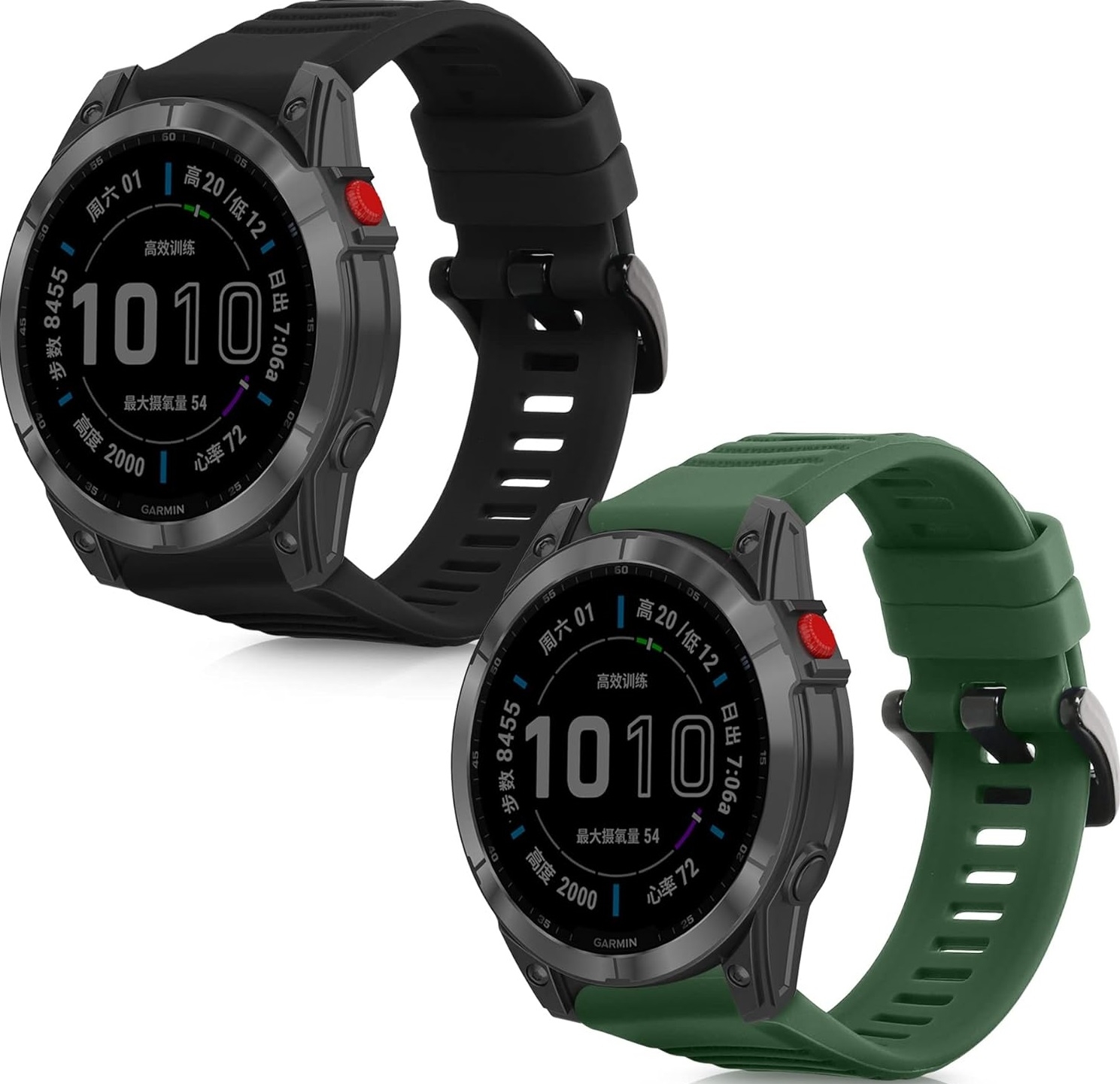 KW Λουράκι Σιλικόνης Garmin Epix 2 - 2 Τεμάχια - Black / Dark Green