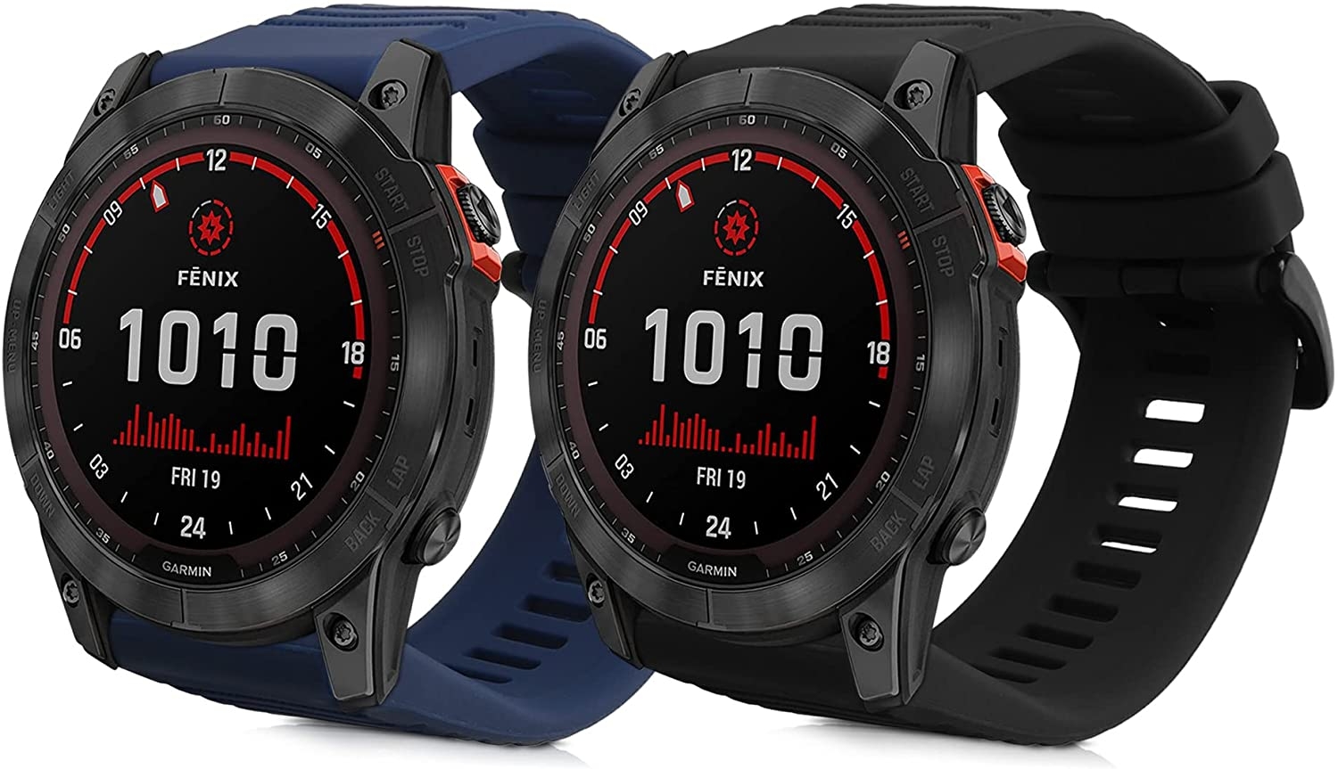 KW Λουράκι Σιλικόνης Garmin Fenix 8 / 7X / 6X Pro / 6X GPS / 5X GPS / 5X Plus - 2 Τεμάχια - Black / Dark Blue 