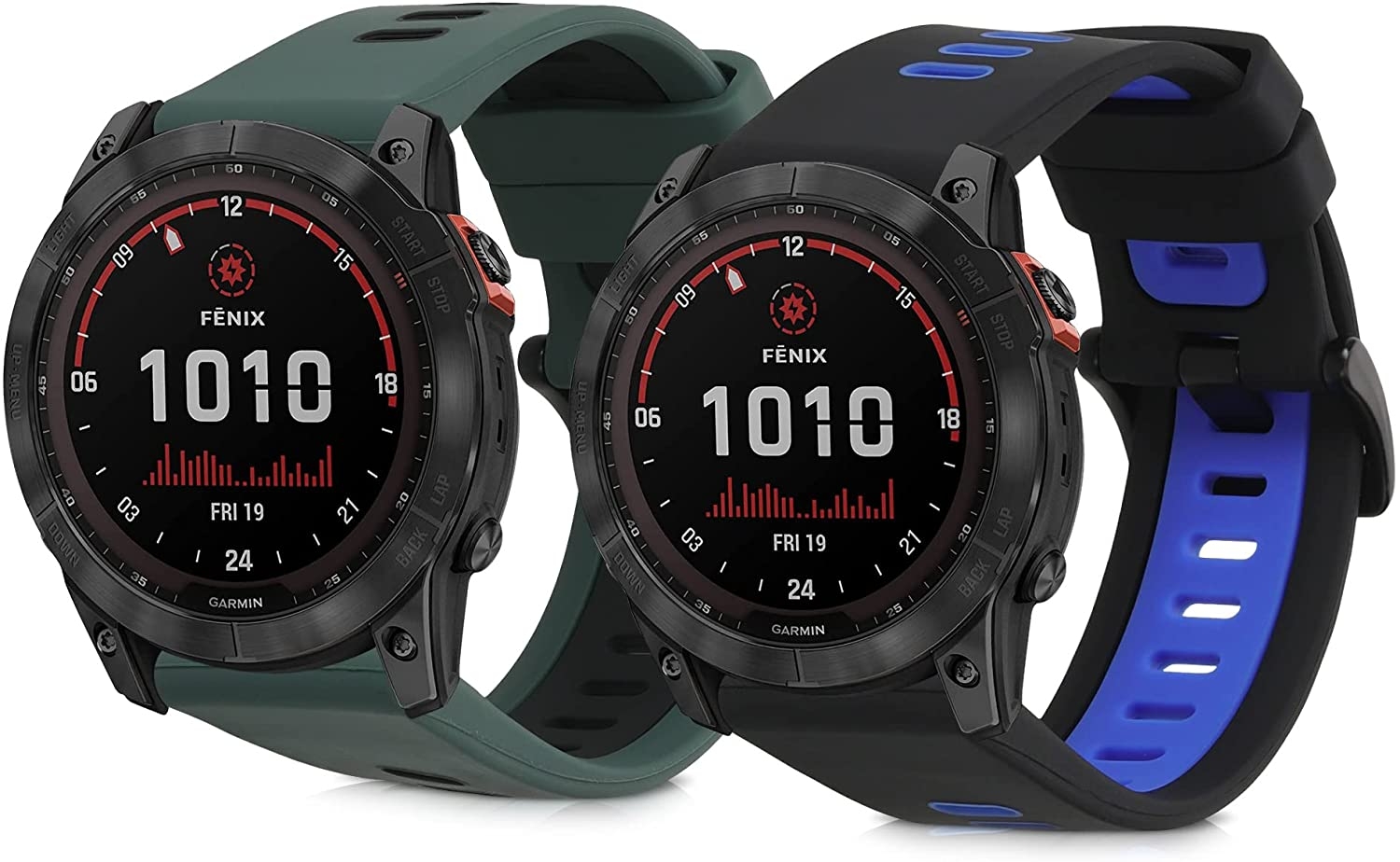 KW Λουράκι Σιλικόνης Garmin Fenix 8 / 7X / 6X Pro / 6X GPS / 5X GPS / 5X Plus - 2 Τεμάχια - Black / Dark Green